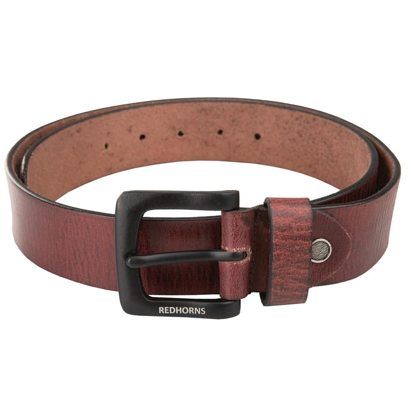 Men leather casual waist Belt#color_redwood