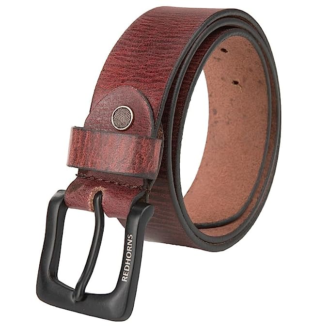 Men leather casual waist Belt#color_redwood