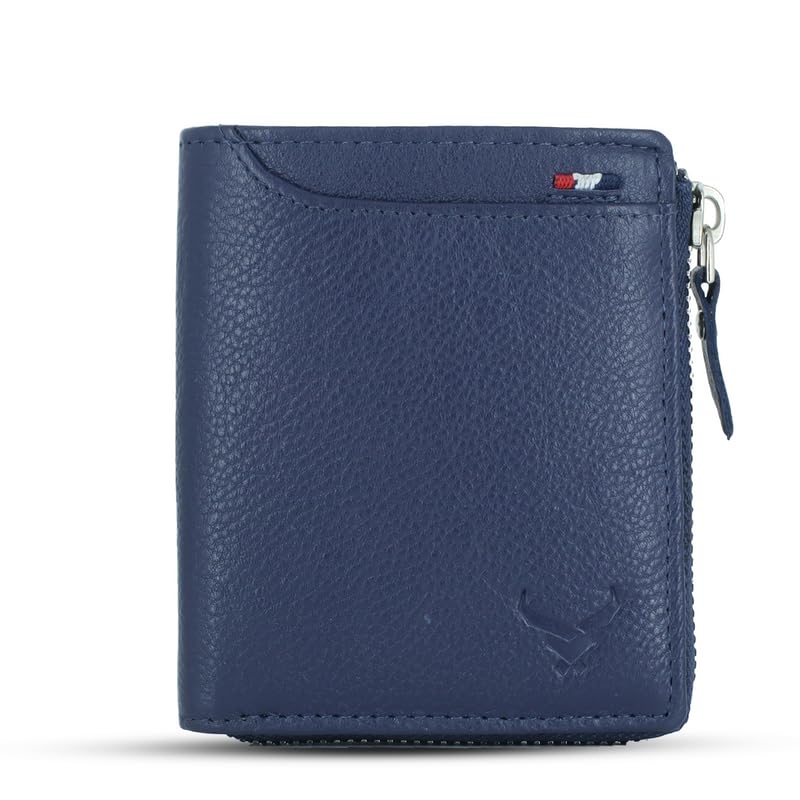 Men's Genuine Leather Bi-Fold Wallet#color_blue