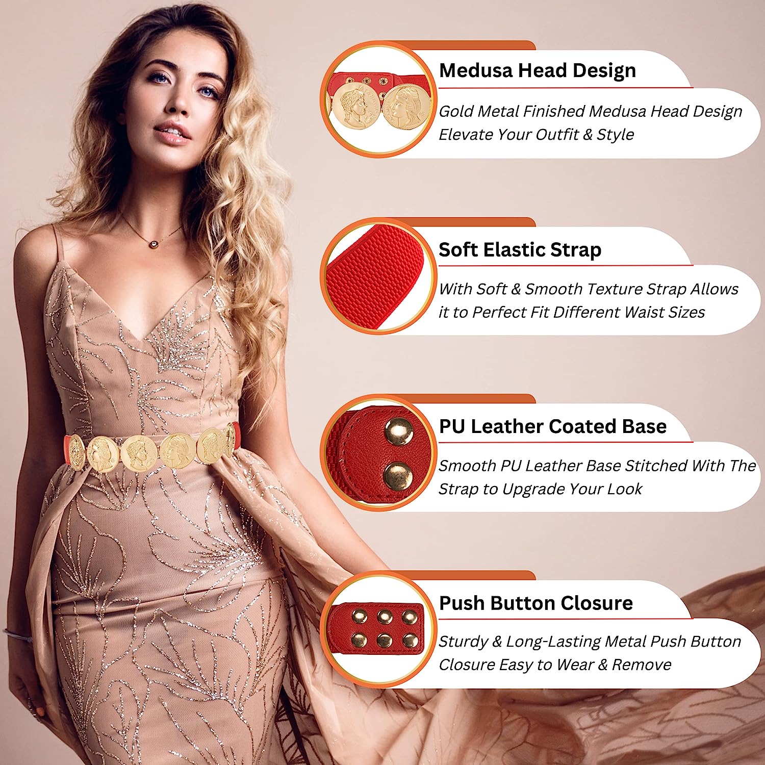 Redhorns Elastic Ladies Wide Belt#color_red
