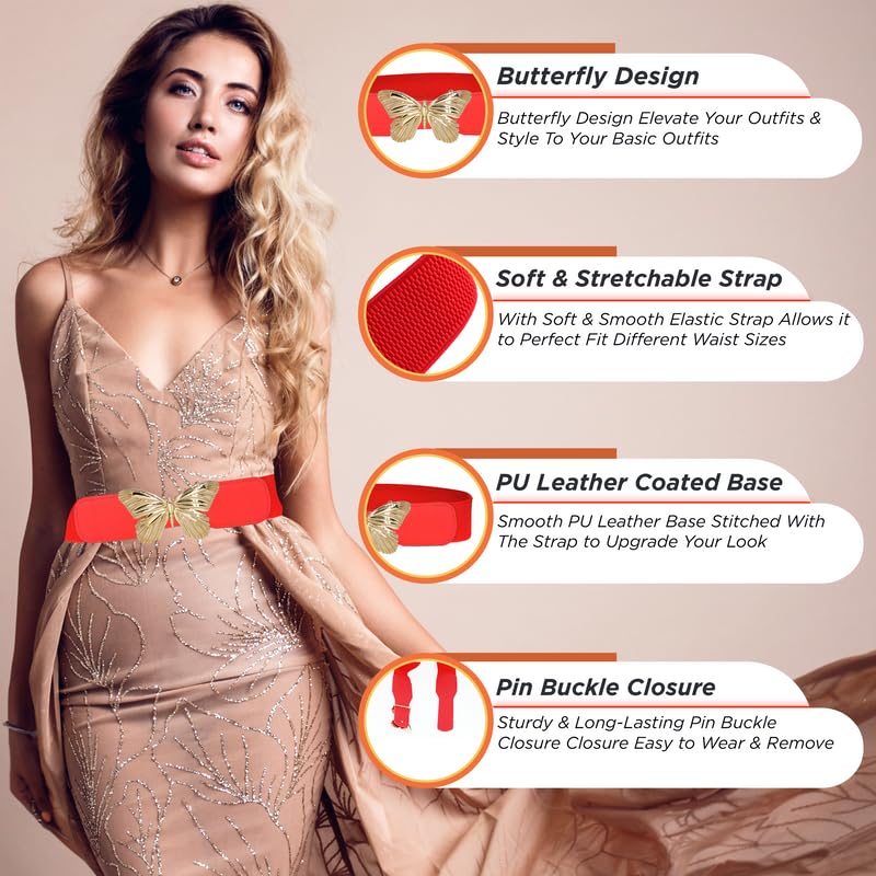 Redhorns Elastic Ladies Wide Belt#color_red