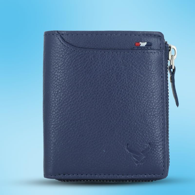 Men's Genuine Leather Bi-Fold Wallet#color_blue
