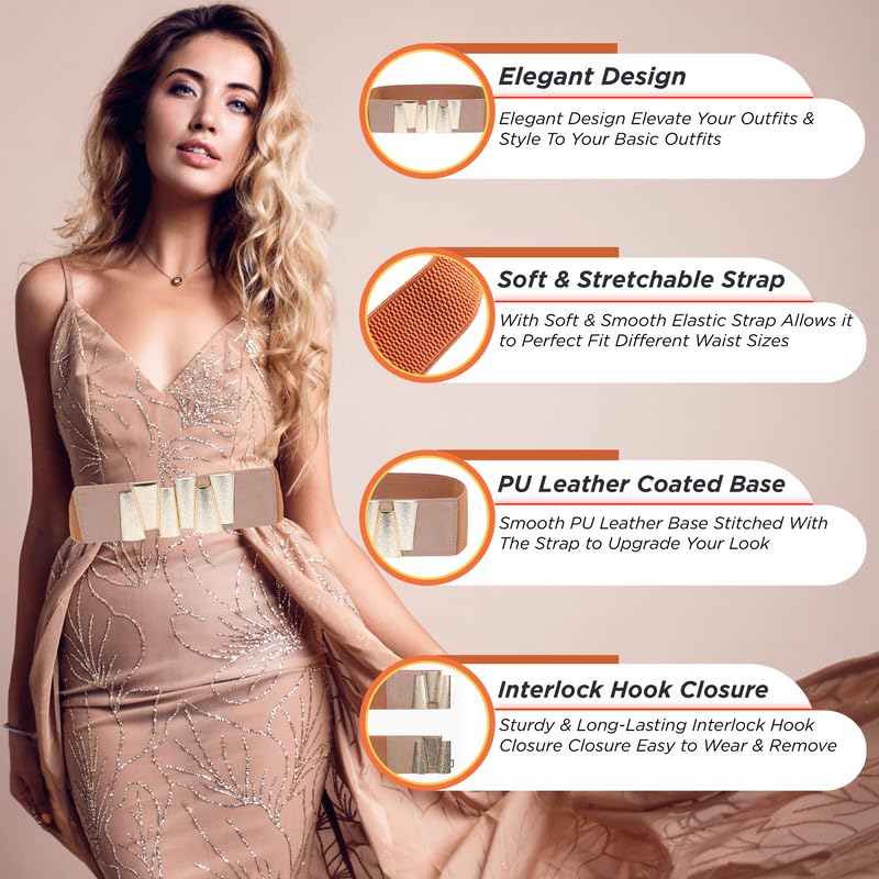 Redhorns Elastic Ladies Wide Belt#color_brown