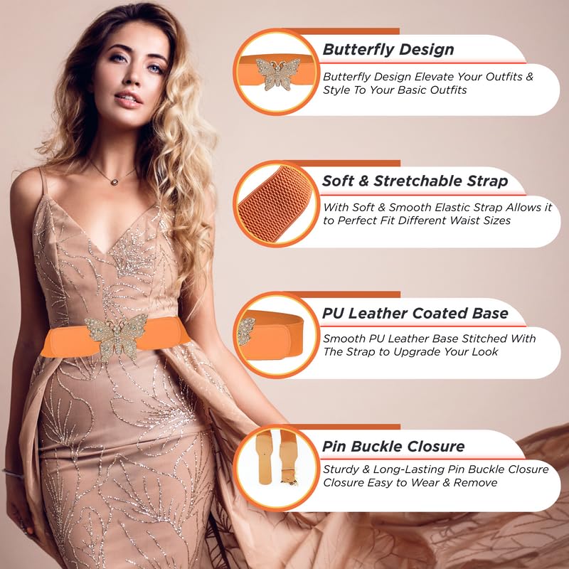 Redhorns Elastic Ladies Wide Belt#color_tan