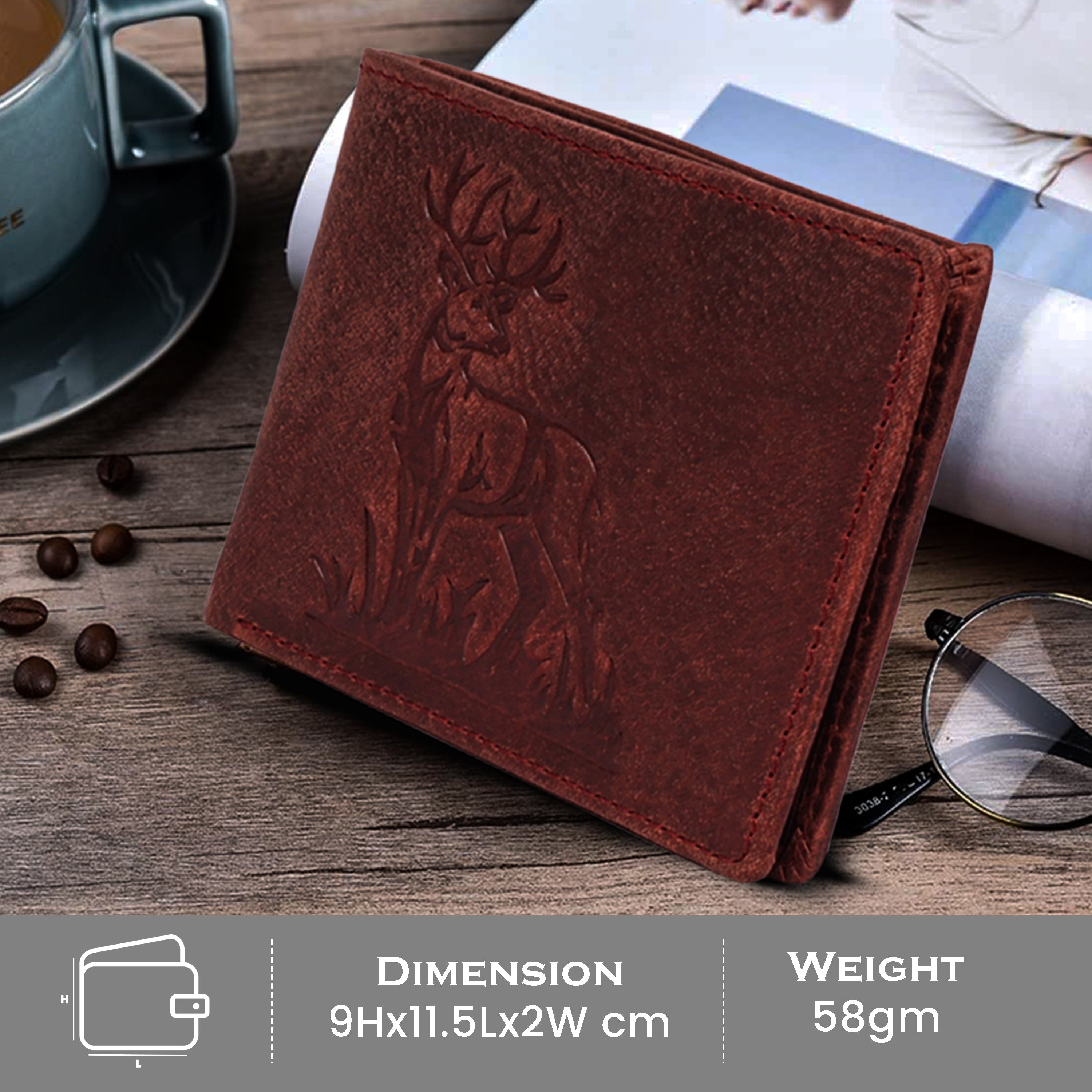 Rfid protected men leather wallet#color_maroon