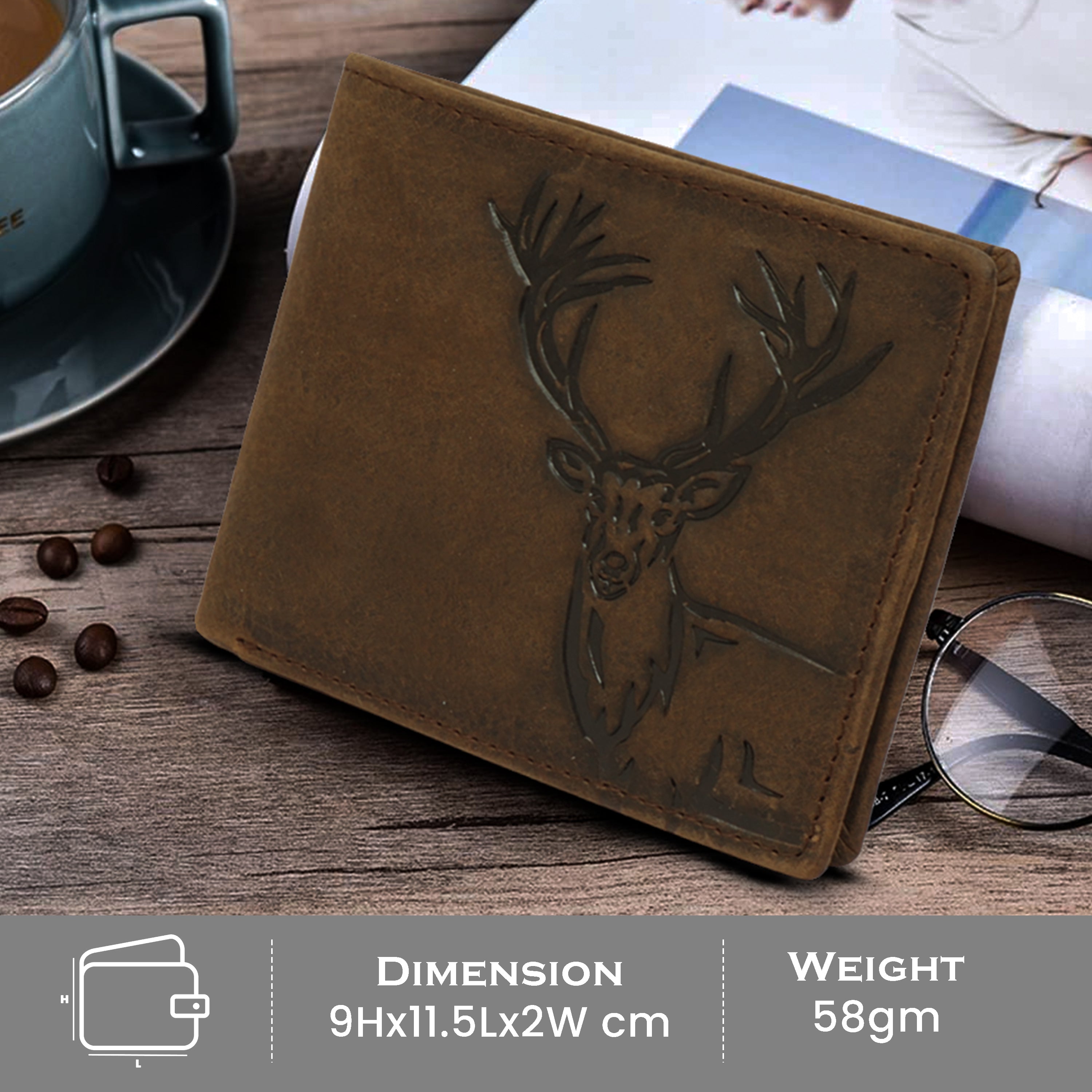 Men's leather wallet rfid protected slim wallet bifold wallet#color_dark-brown