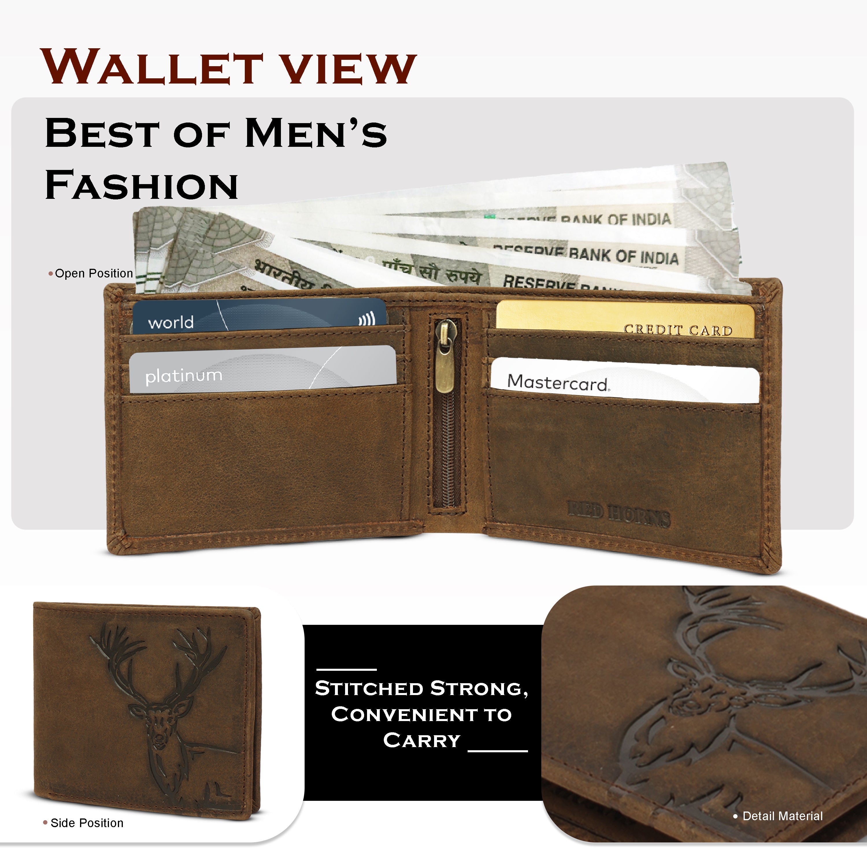 Men's leather wallet rfid protected slim wallet bifold wallet#color_dark-brown