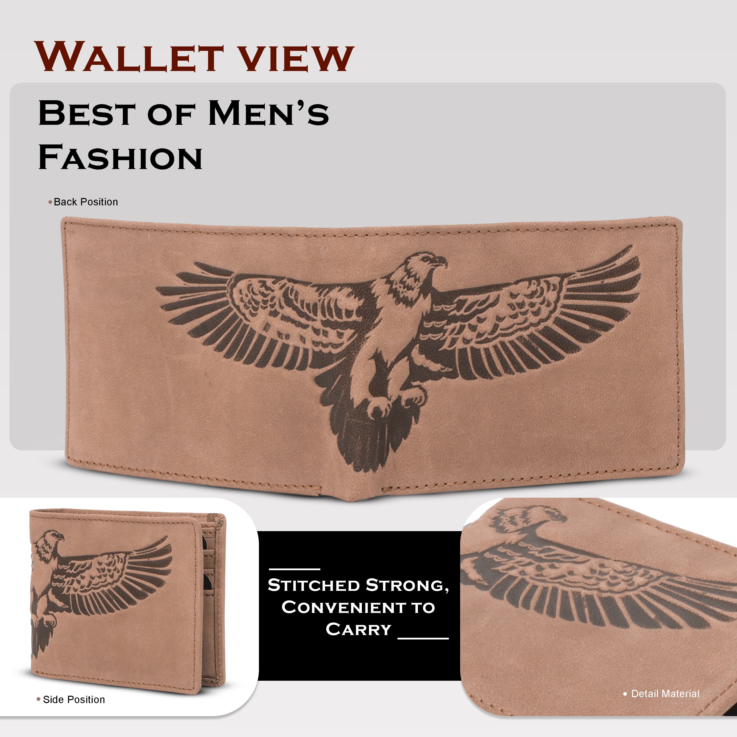 Men's leather wallet rfid protected slim wallet bifold wallet#color_light-brown