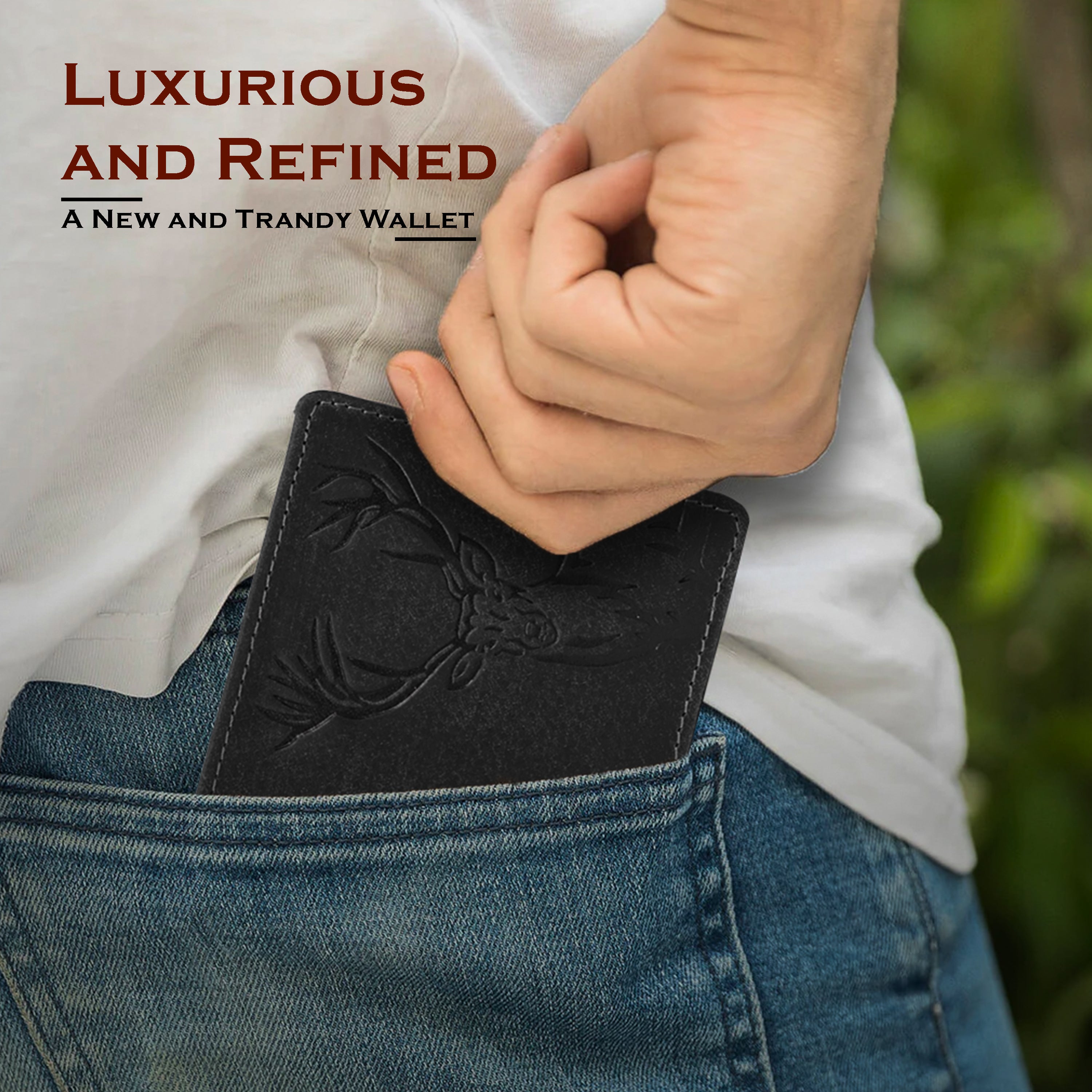 Men's leather wallet rfid protected slim wallet bifold wallet#color_dark-grey