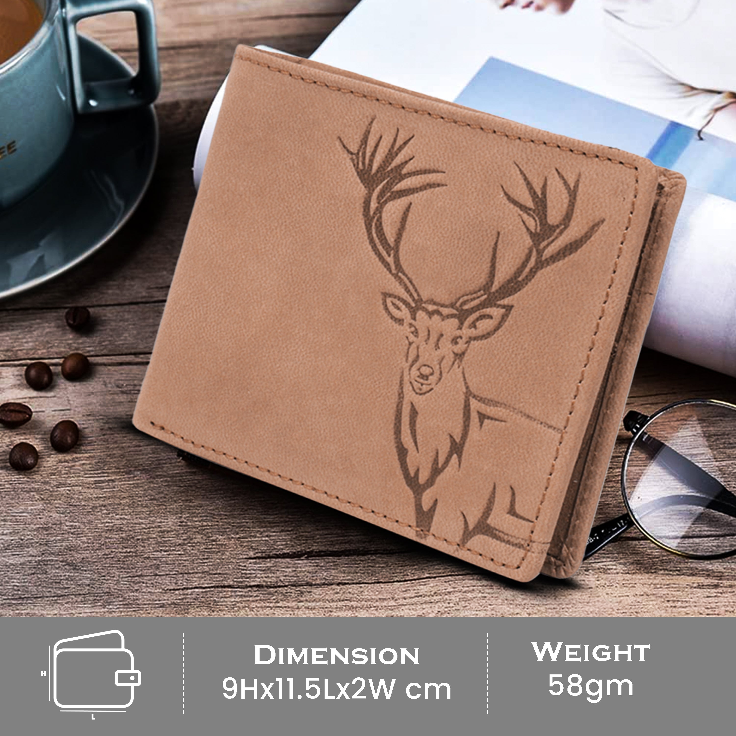 Men's leather wallet rfid protected slim wallet bifold wallet#color_light-brown