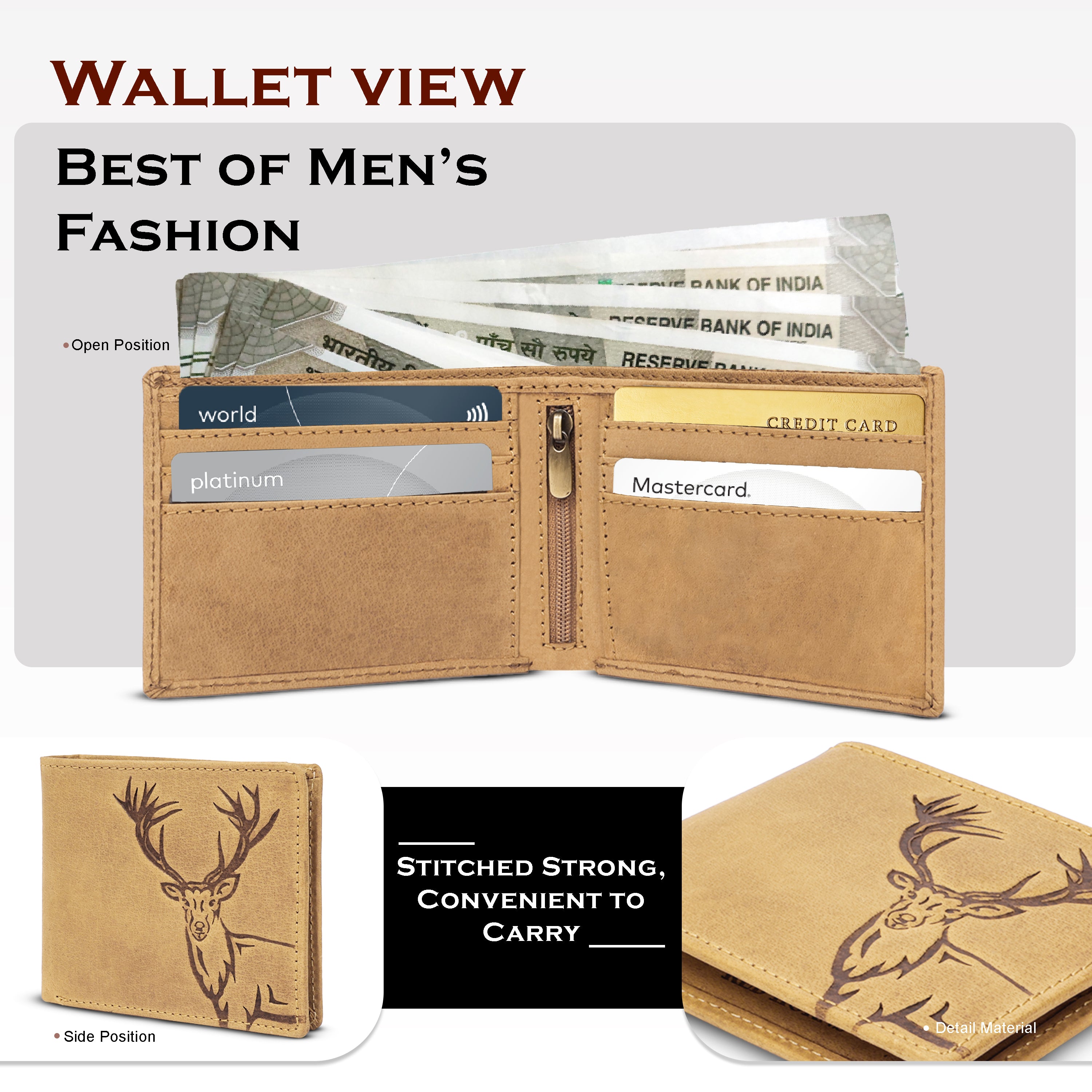 Men's leather wallet rfid protected slim wallet bifold wallet#color_tan