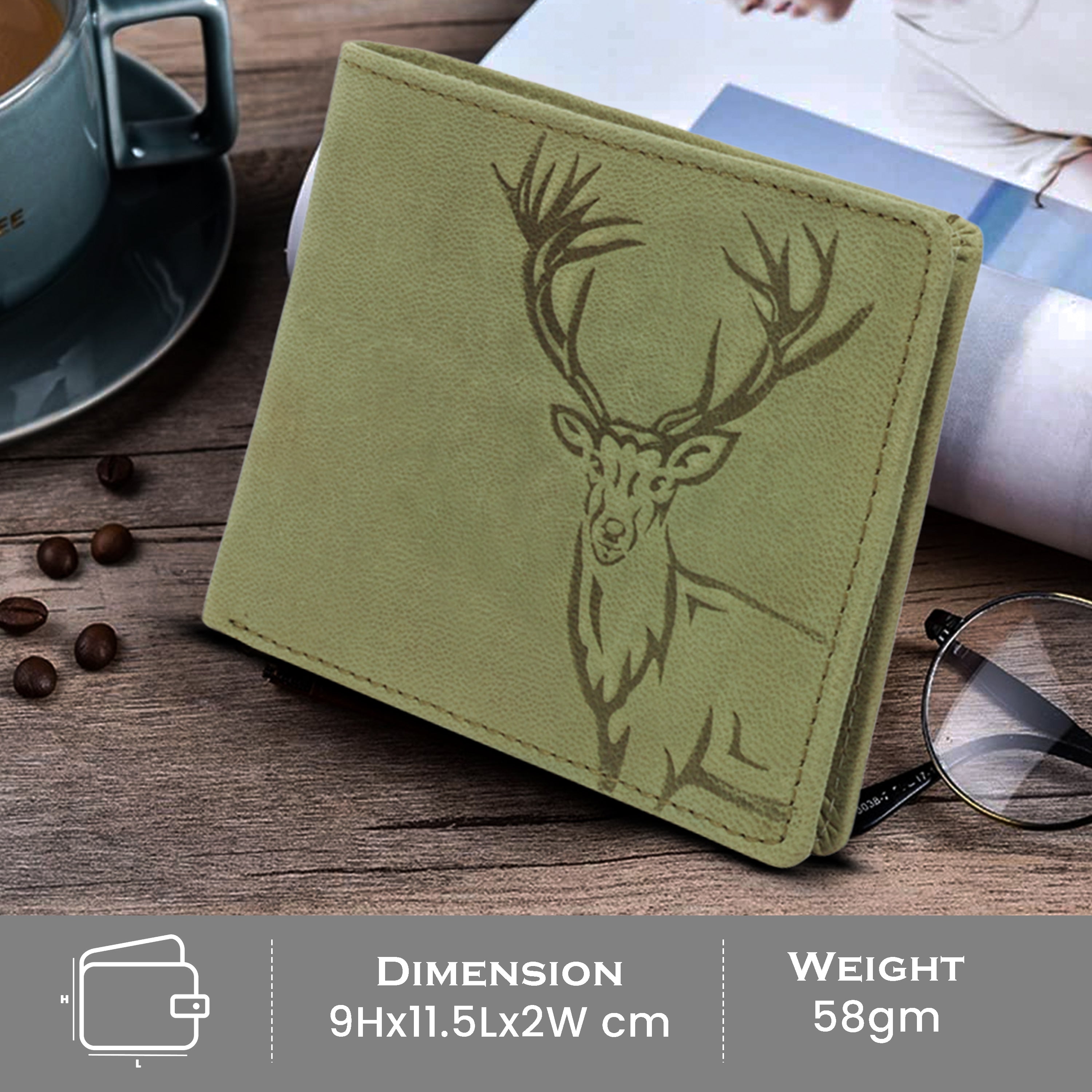 Men's leather wallet rfid protected slim wallet bifold wallet#color_green
