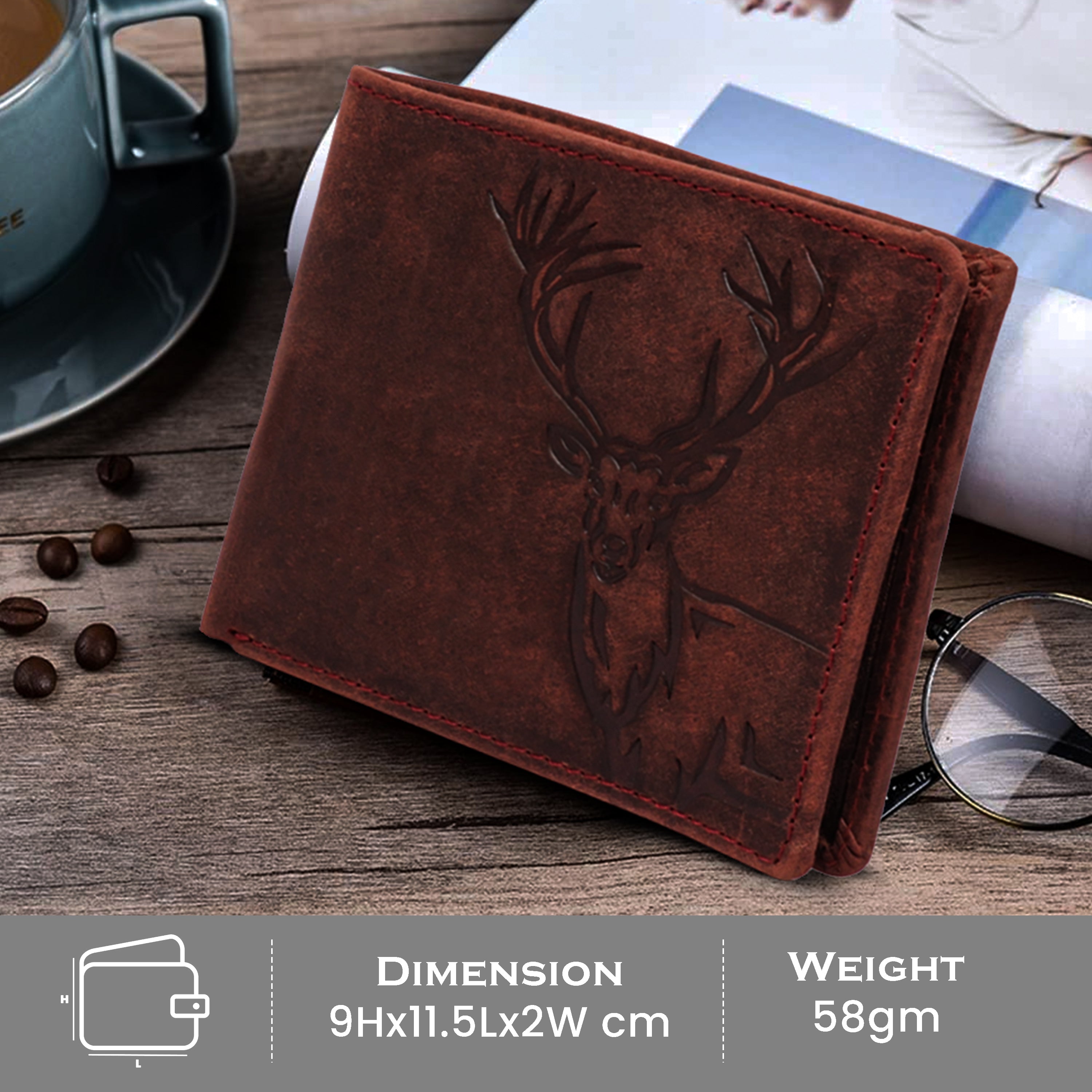 Men's leather wallet rfid protected slim wallet bifold wallet#color_maroon