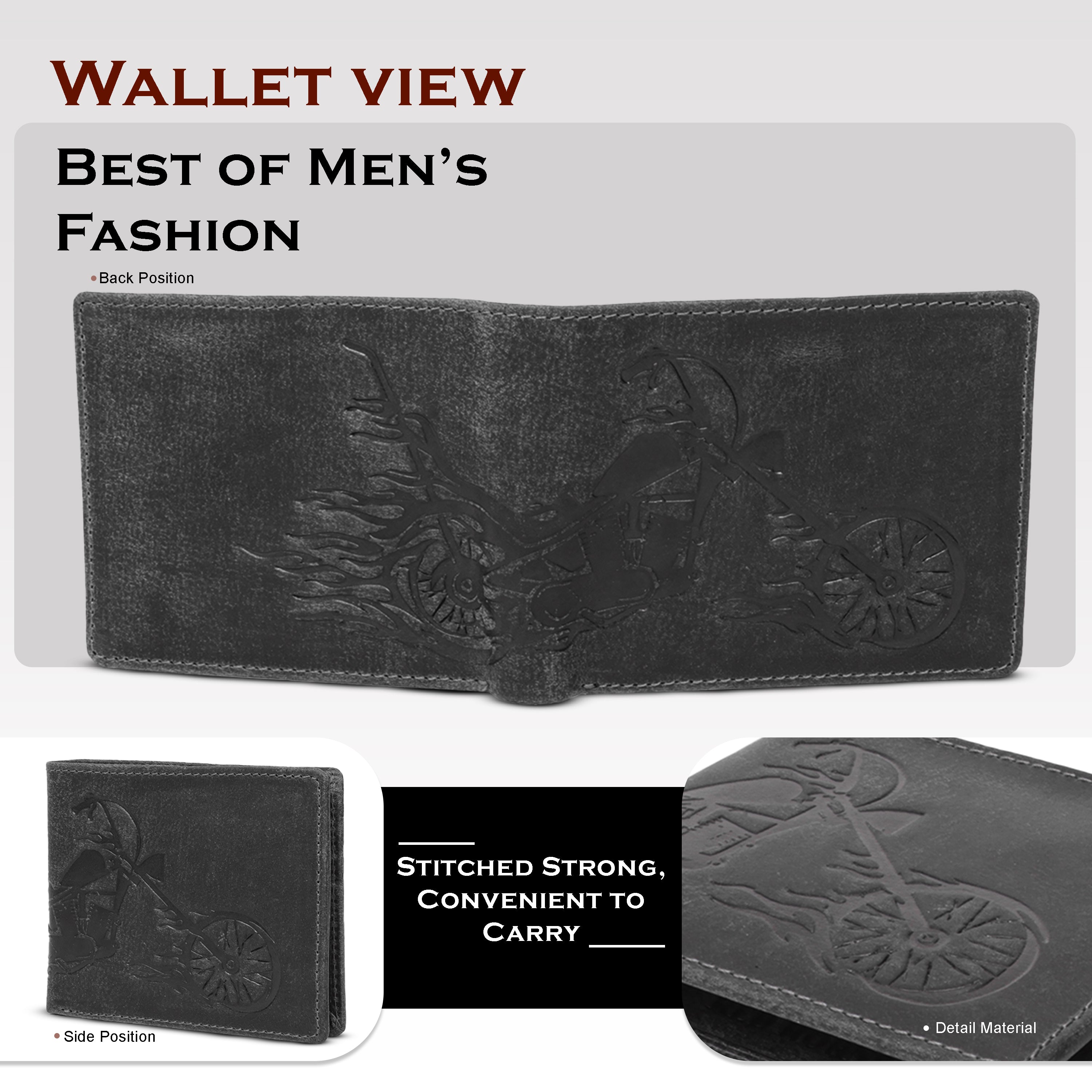 Men's leather wallet rfid protected slim wallet bifold wallet#color_dark-grey