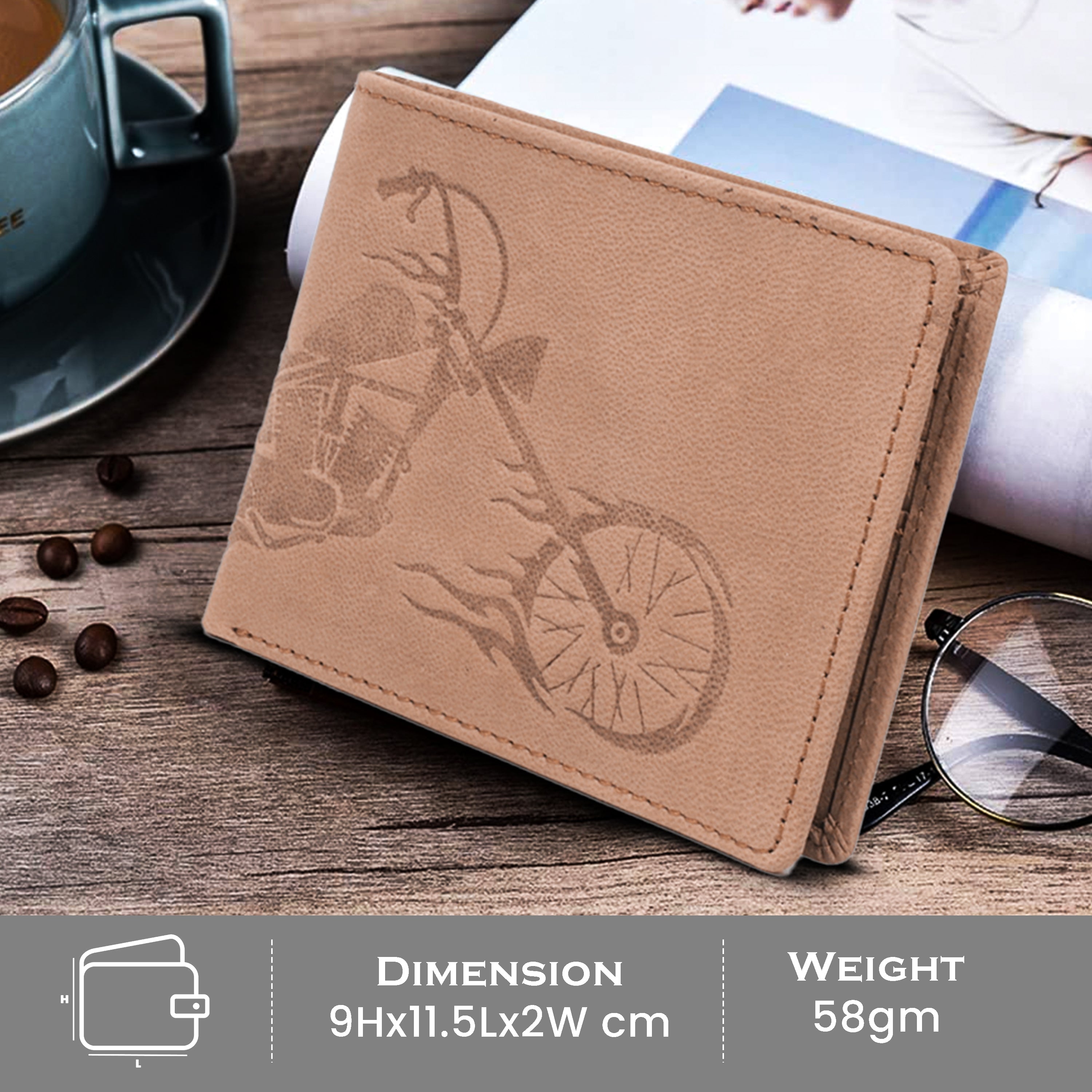 Men's leather wallet rfid protected slim wallet bifold wallet#color_light-brown