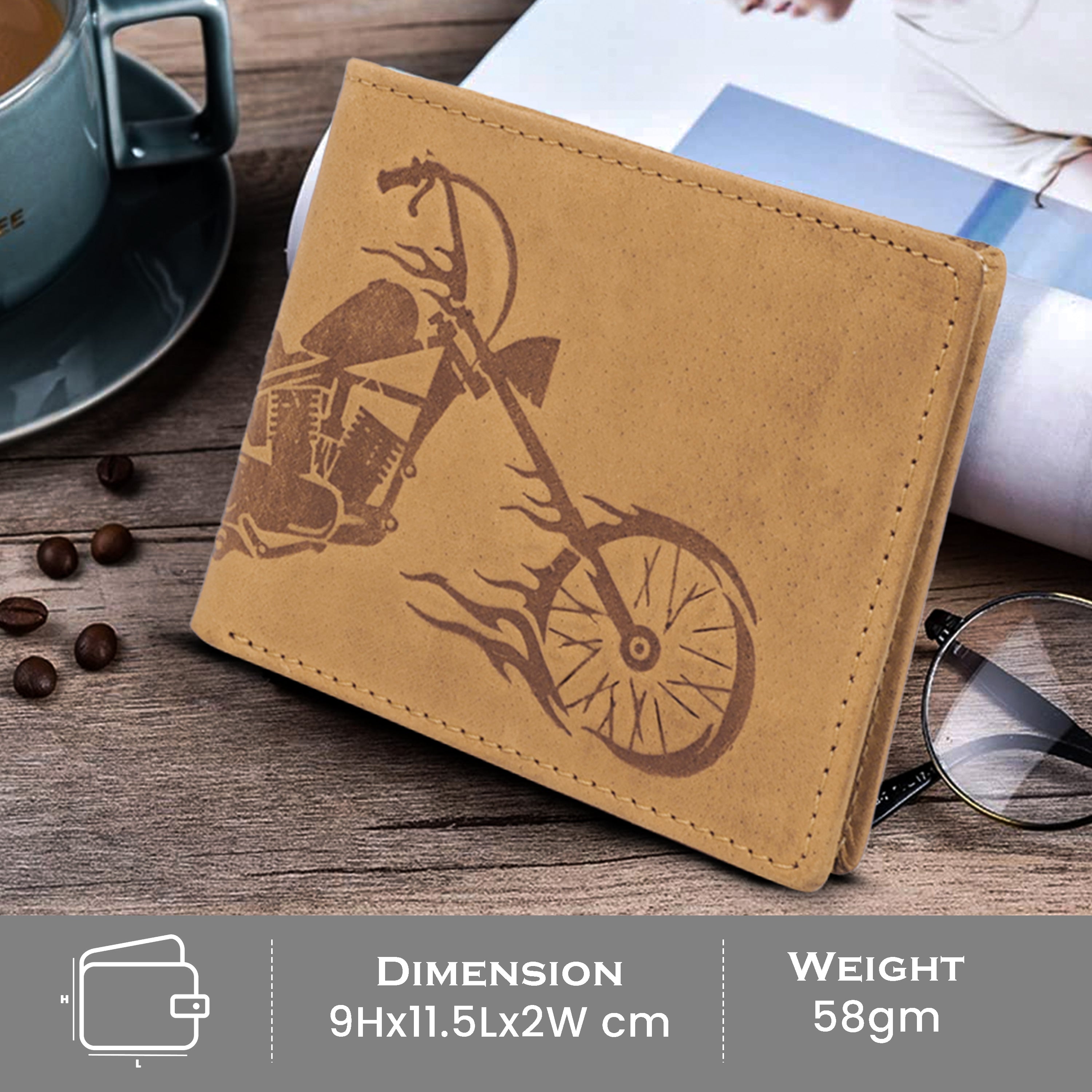 Men's leather wallet rfid protected slim wallet bifold wallet#color_tan