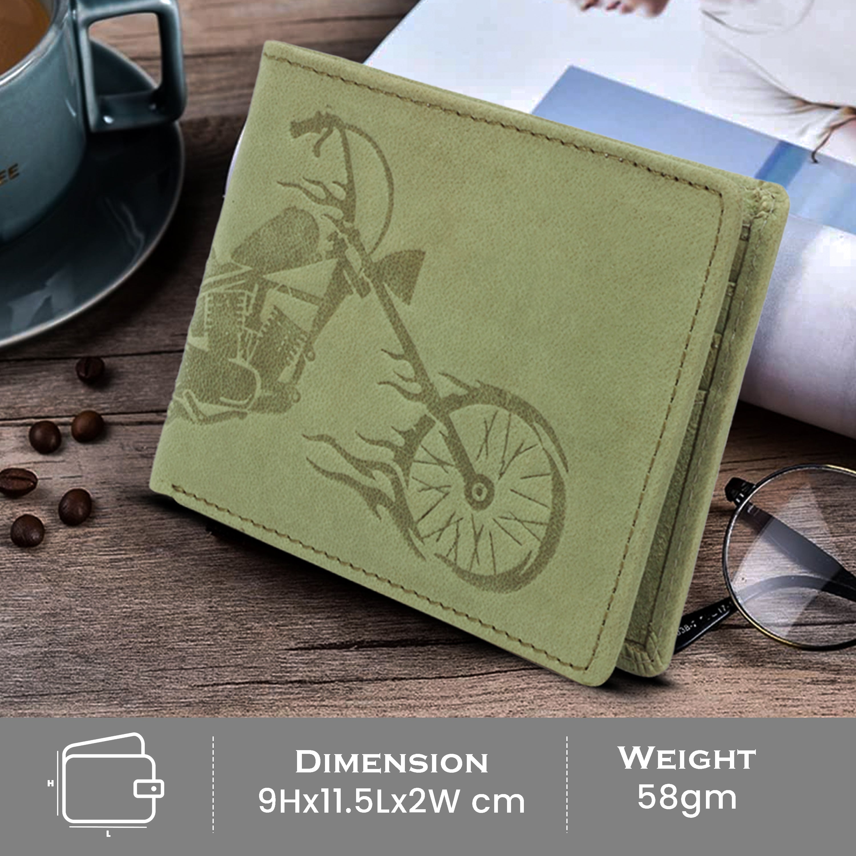Men's leather wallet rfid protected slim wallet bifold wallet#color_green