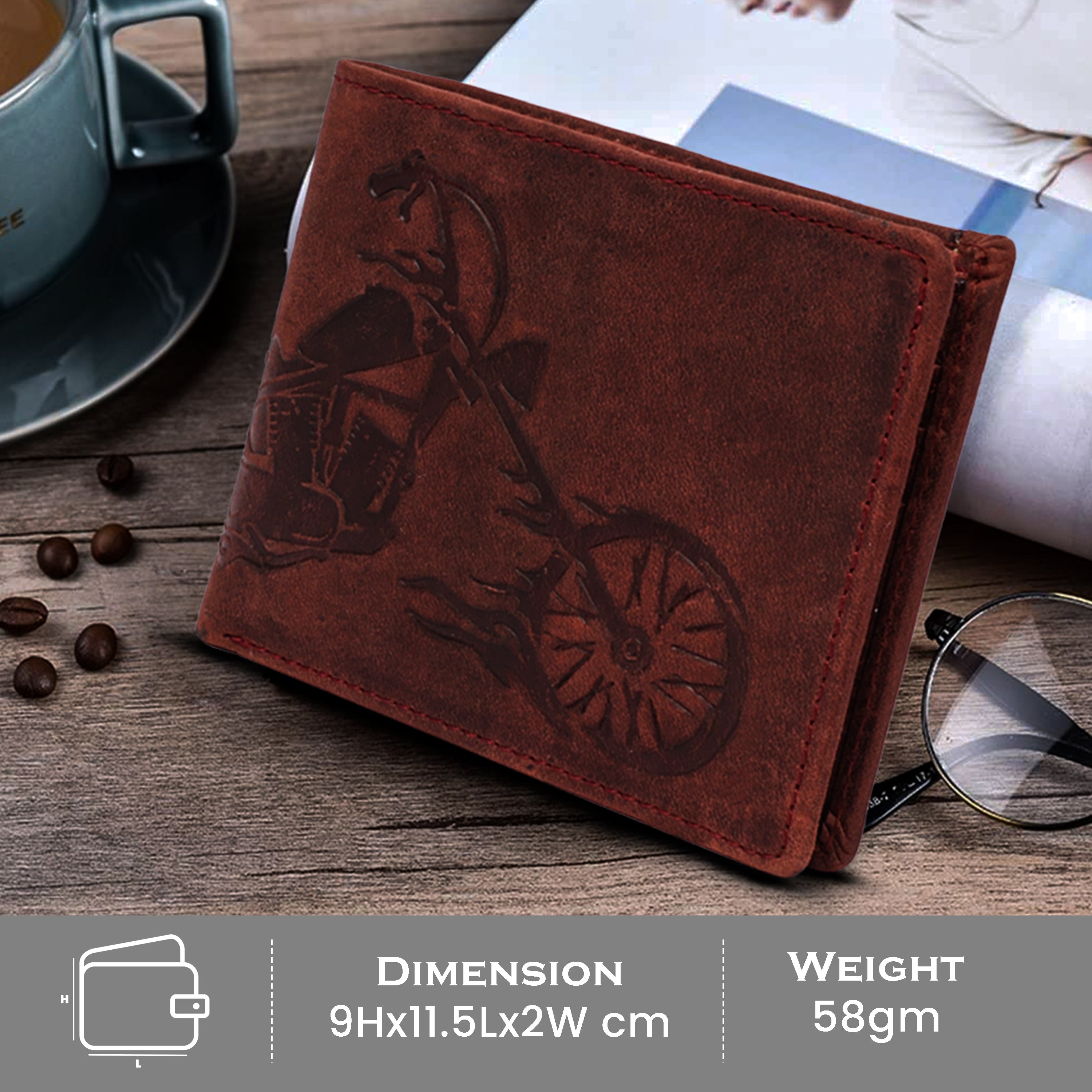Men's leather wallet rfid protected slim wallet bifold wallet#color_maroon