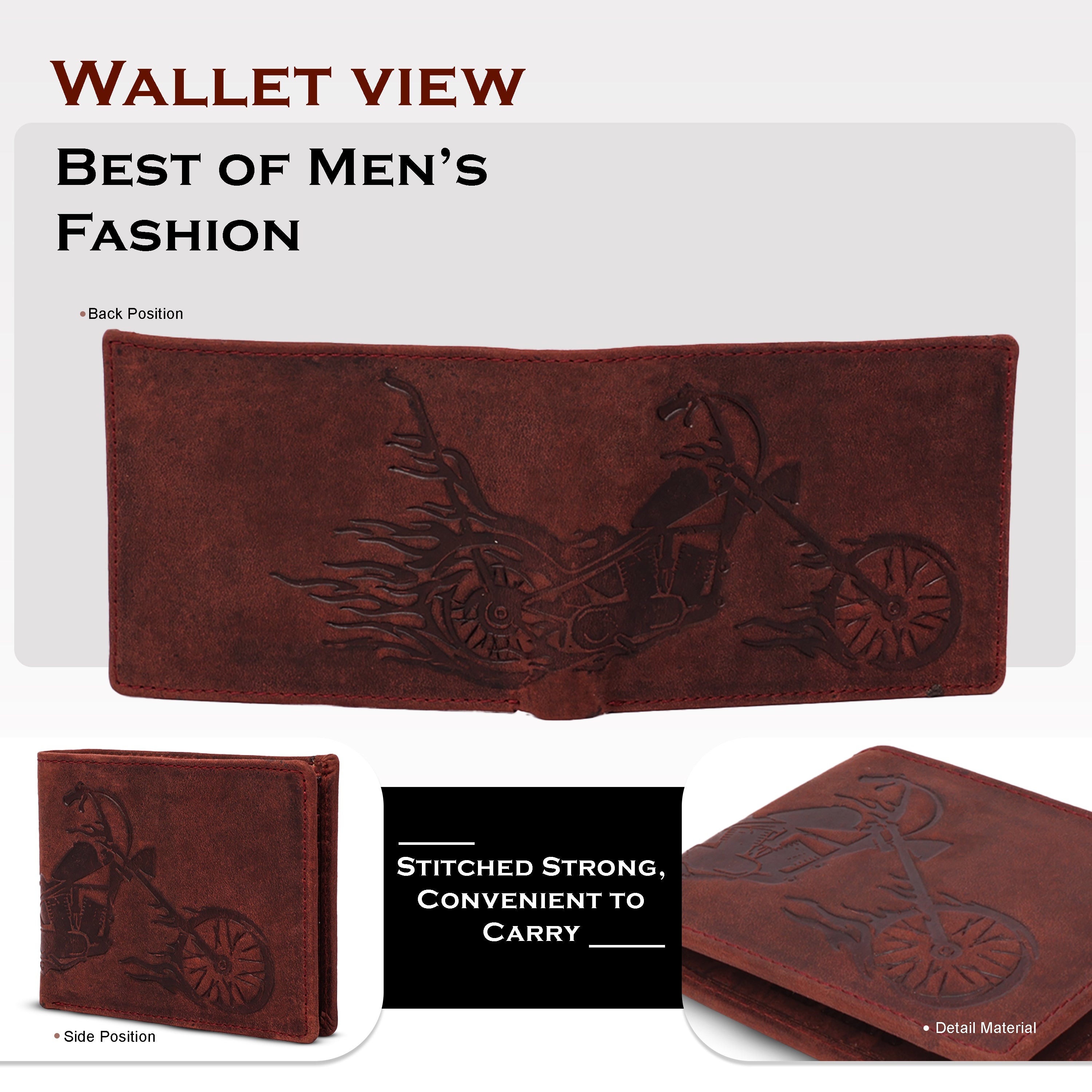 Men's leather wallet rfid protected slim wallet bifold wallet#color_maroon