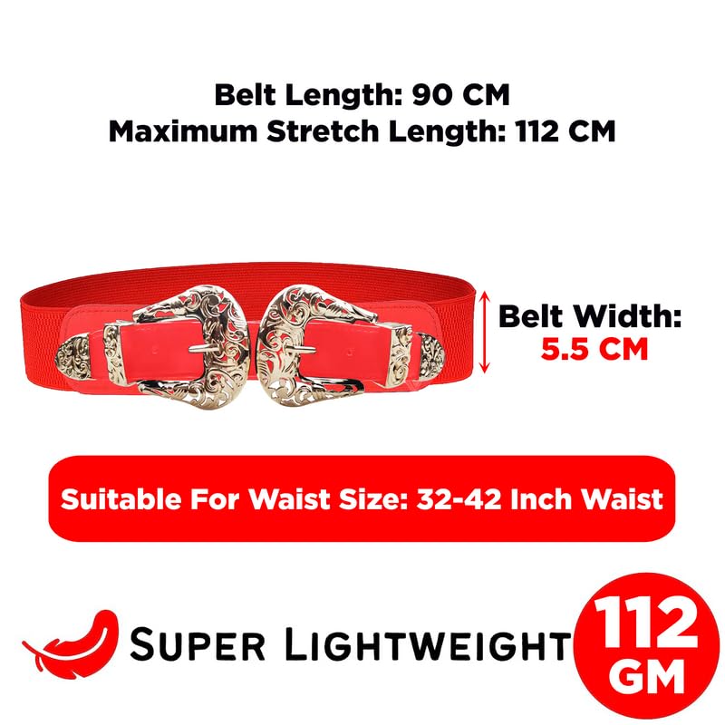 Redhorns Elastic Ladies Wide Belt#color_red
