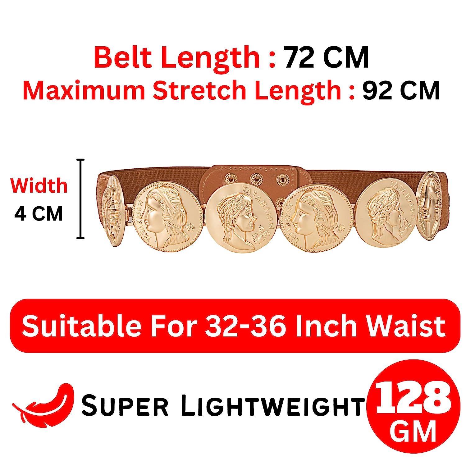 Redhorns Elastic Ladies Wide Belt#color_tan