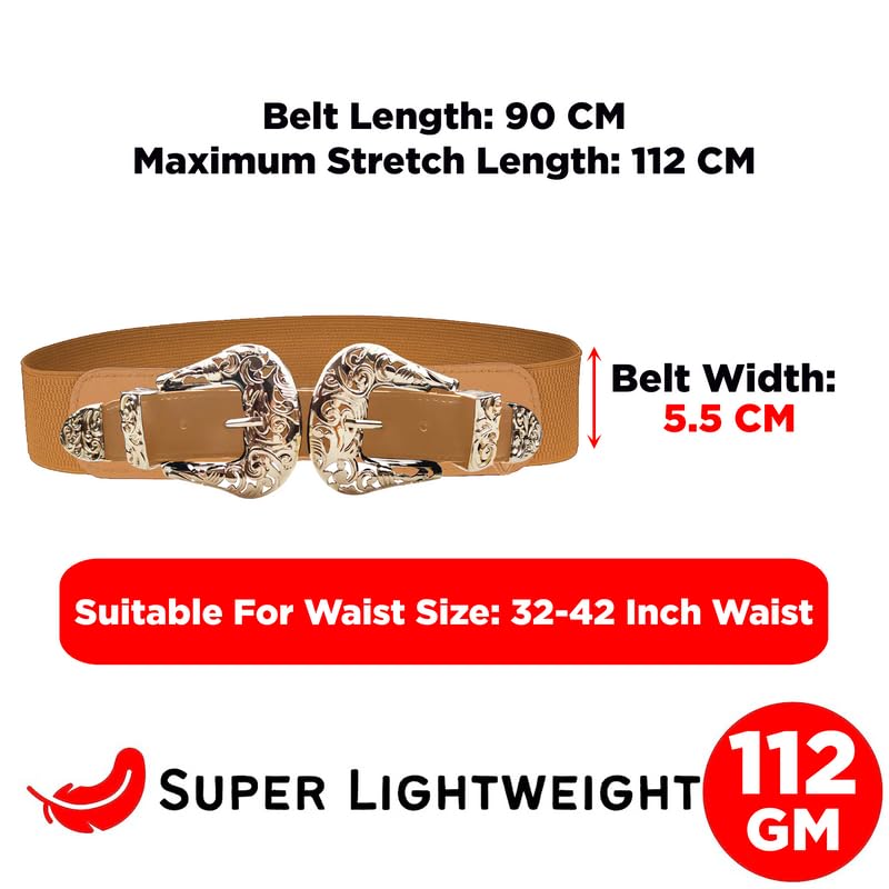 Redhorns Elastic Ladies Wide Belt#color_tan