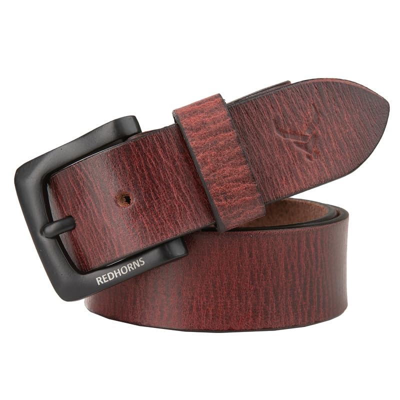 Men leather casual waist Belt#color_redwood