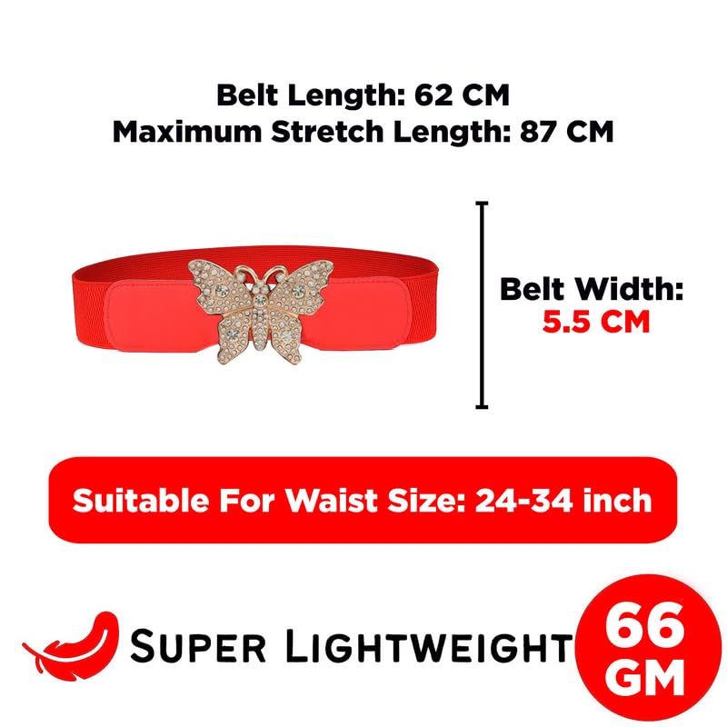Redhorns Elastic Ladies Wide Belt#color_red