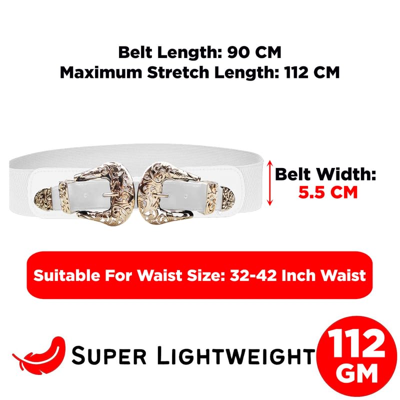 Redhorns Elastic Ladies Wide Belt#color_white
