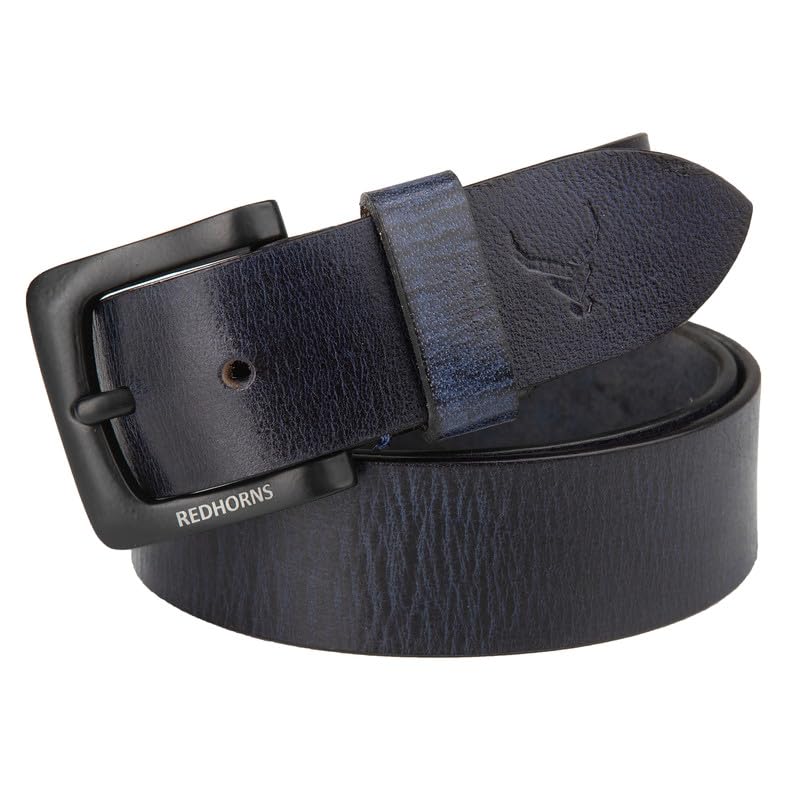 Men leather casual waist Belt#color_navy-blue