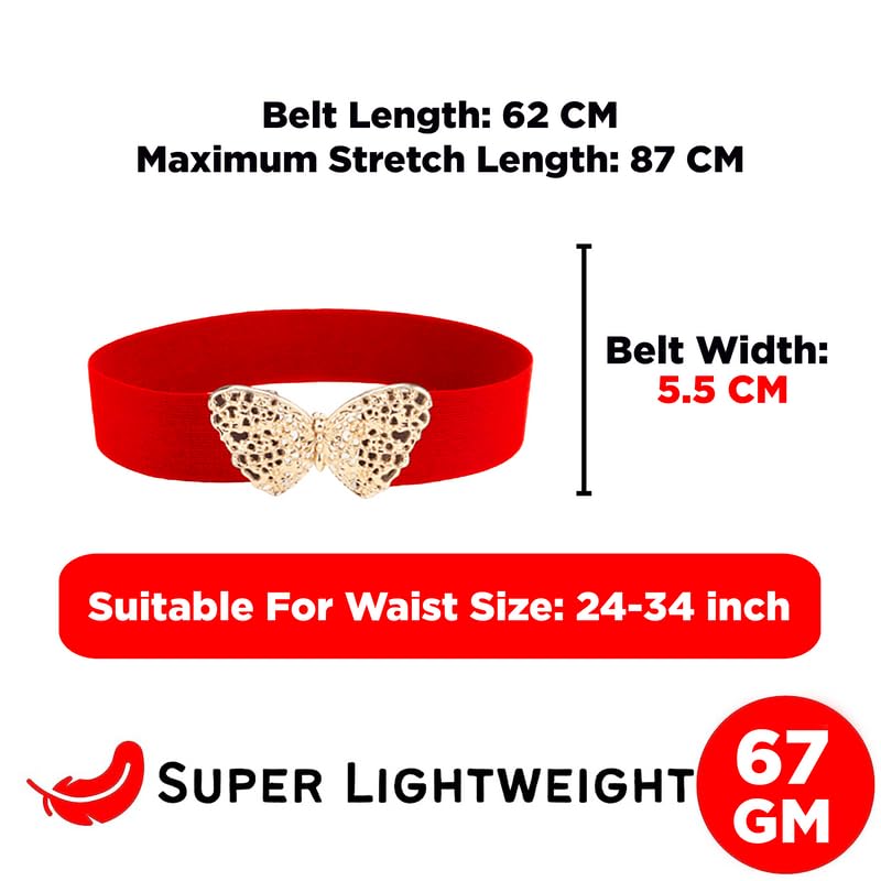 Redhorns Elastic Ladies Wide Belt#color_red