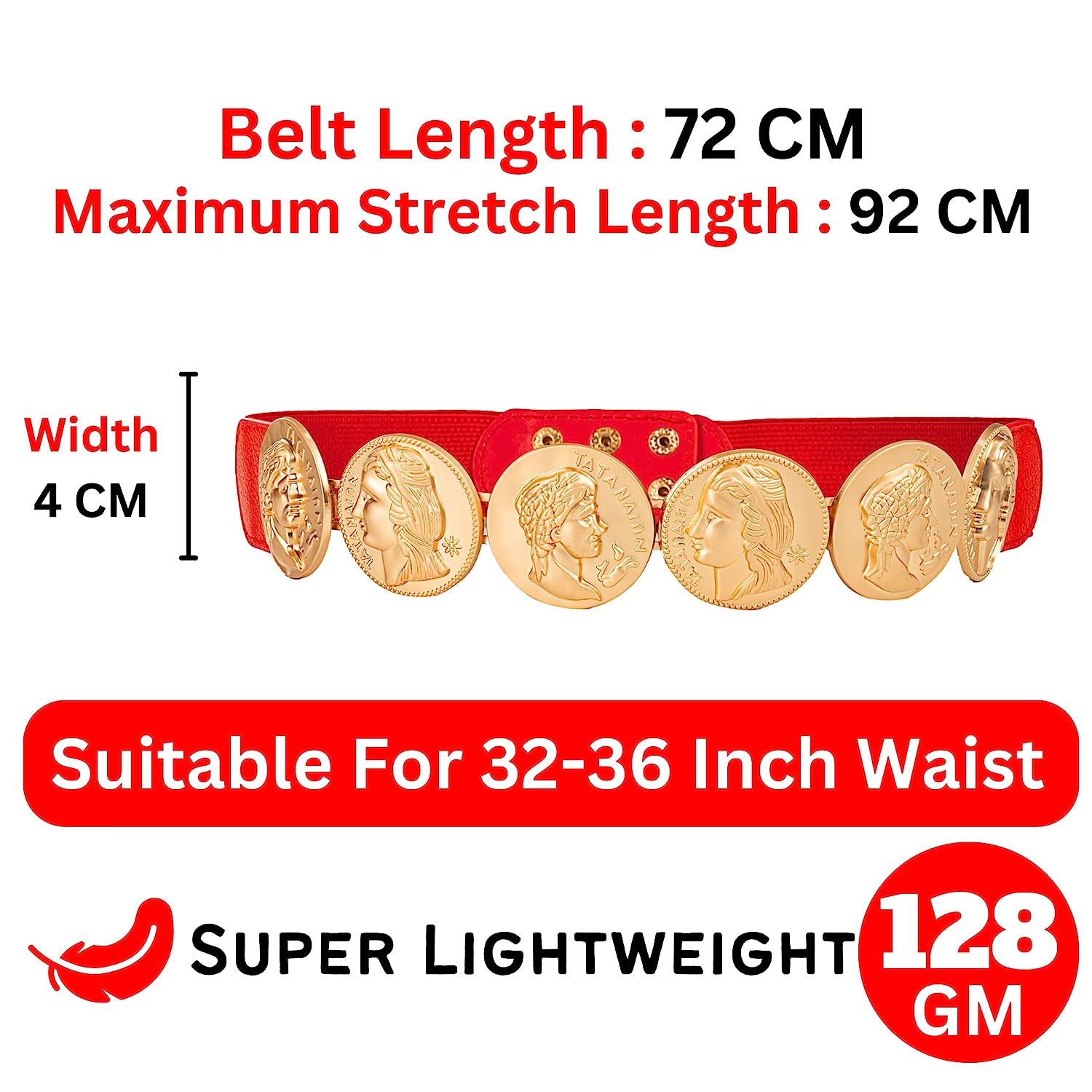 Redhorns Elastic Ladies Wide Belt#color_red