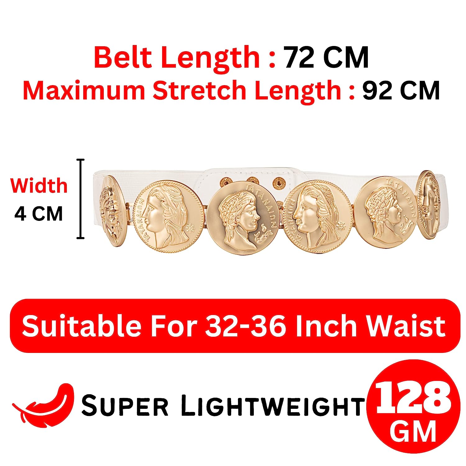 Redhorns Elastic Ladies Wide Belt#color_white