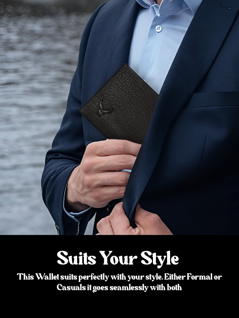 Rfid protected men leather wallet#color_black