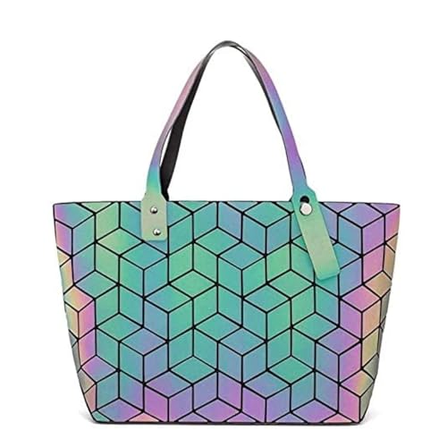 Geometric Pattern Holographic Luminous Handbag