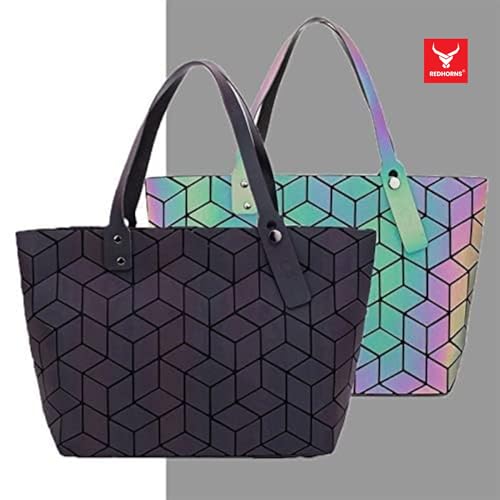 Geometric Pattern Holographic Luminous Handbag