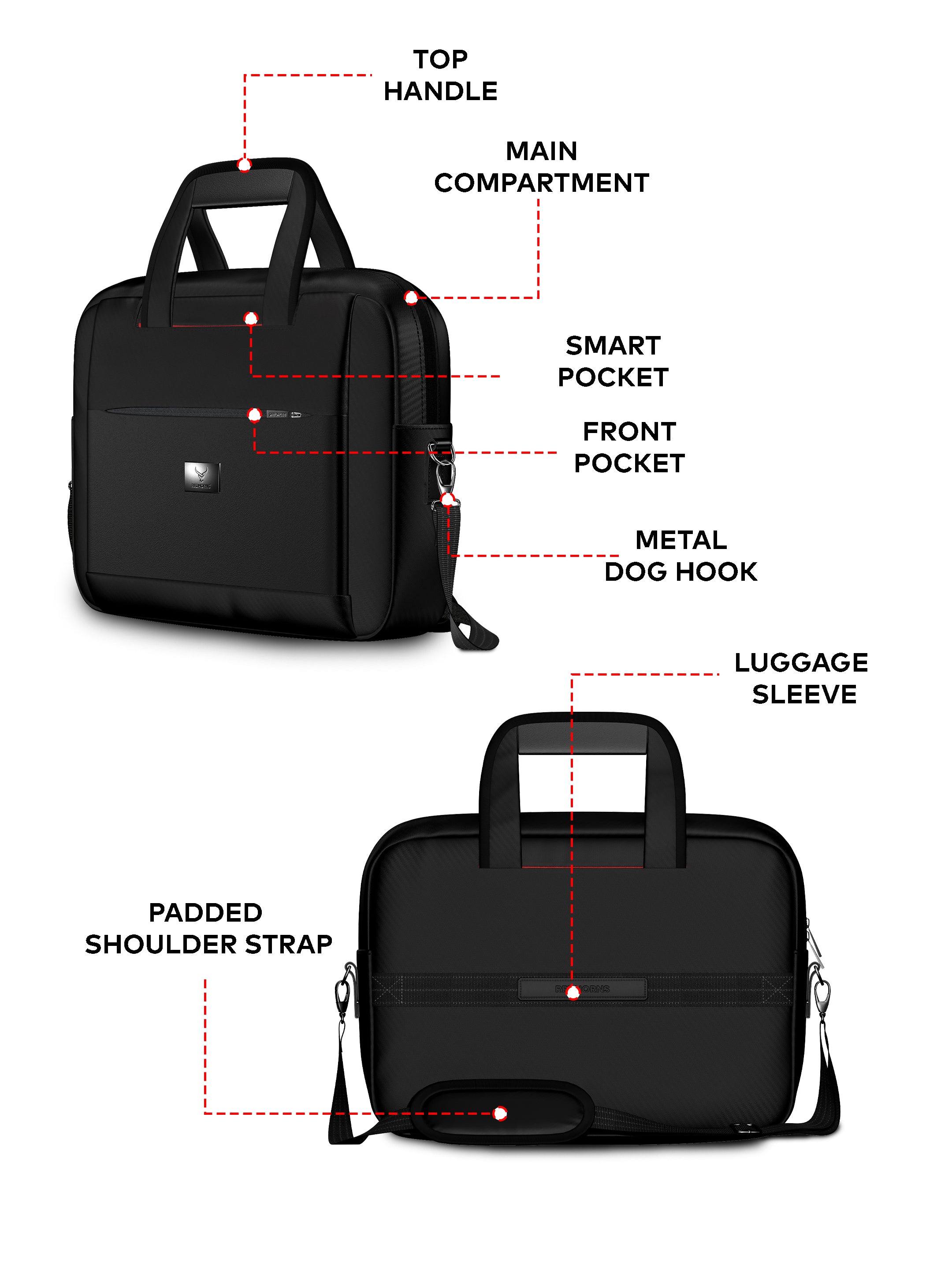 Drift Executive Black Laptop Briefcase new