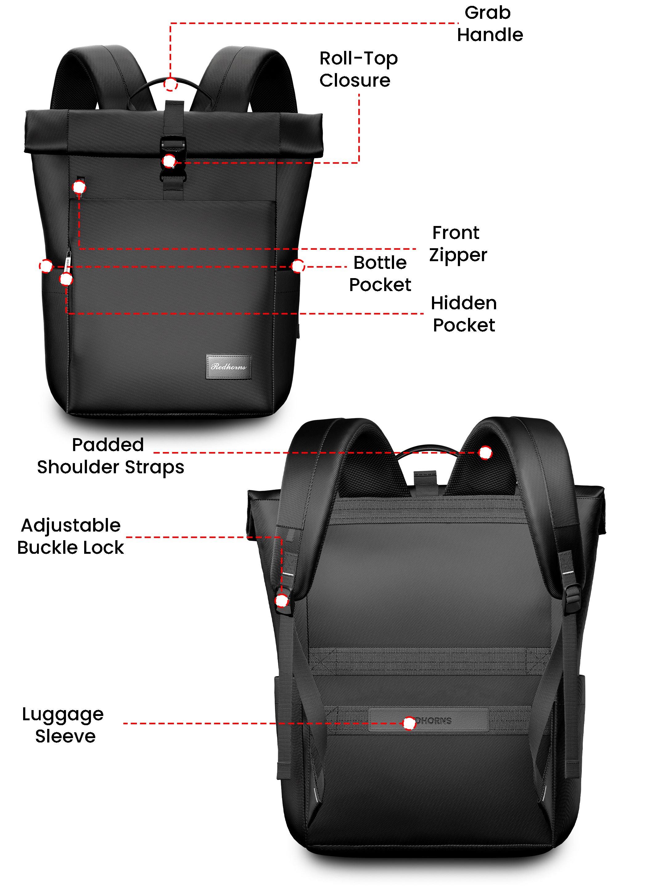 Obsidnight Rolltop Backpack 20L new