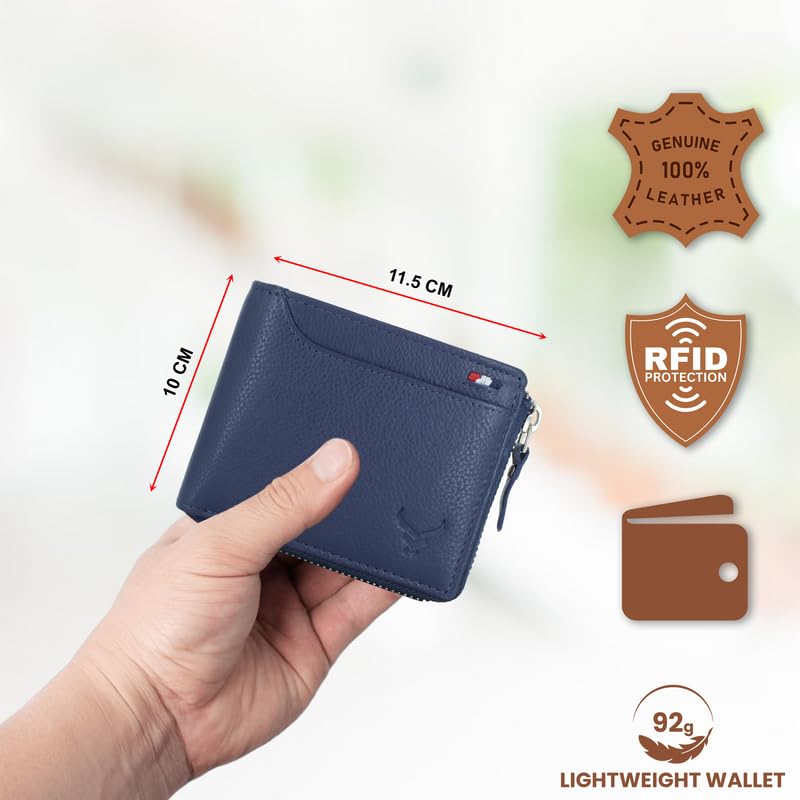 Men's Genuine Leather Bi-Fold Wallet Tan#color_blue