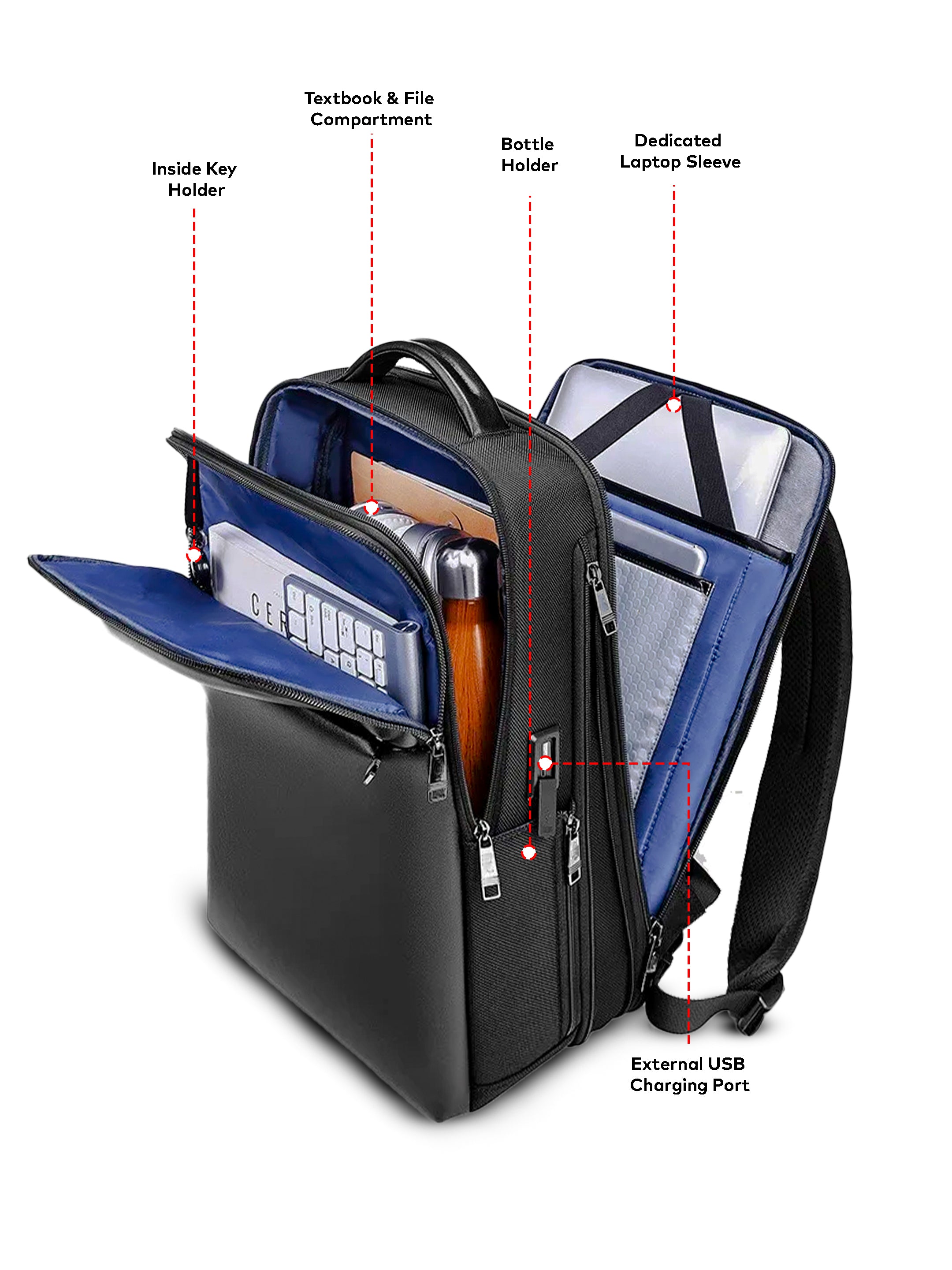 20L Waterproof Anti-theft 15.6" Laptop Backpack With USB Charging Port(new}