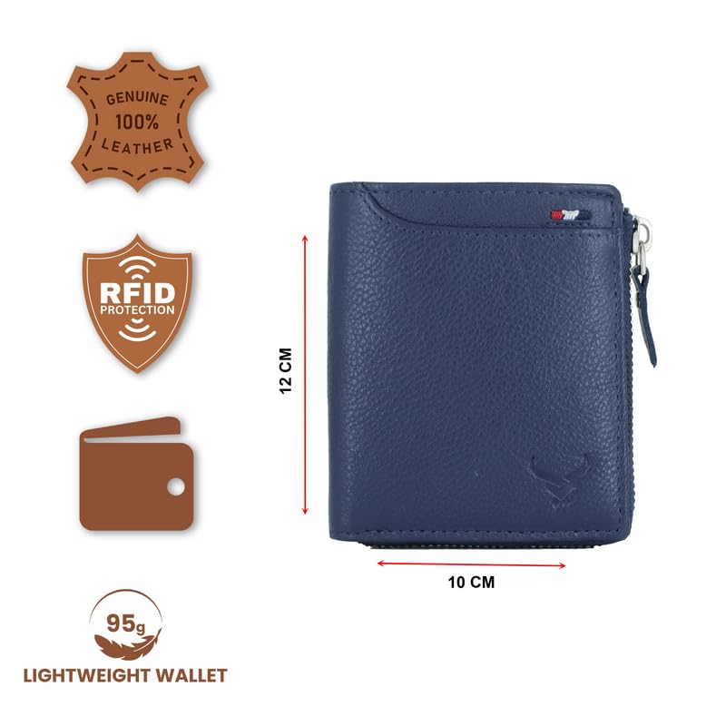 Men's Genuine Leather Bi-Fold Wallet#color_blue