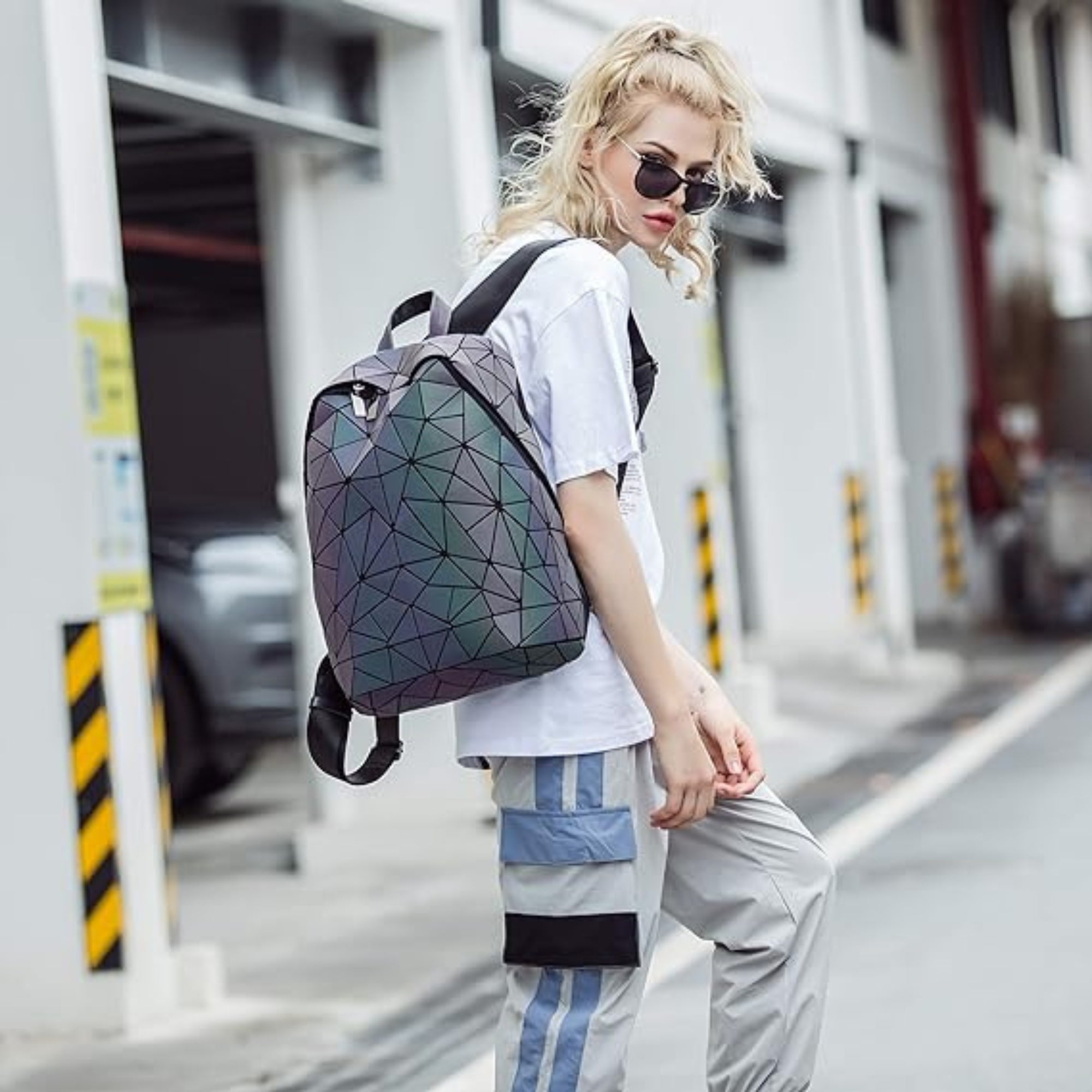 Faux Leather Holographic Backpack For Men & Women NEW