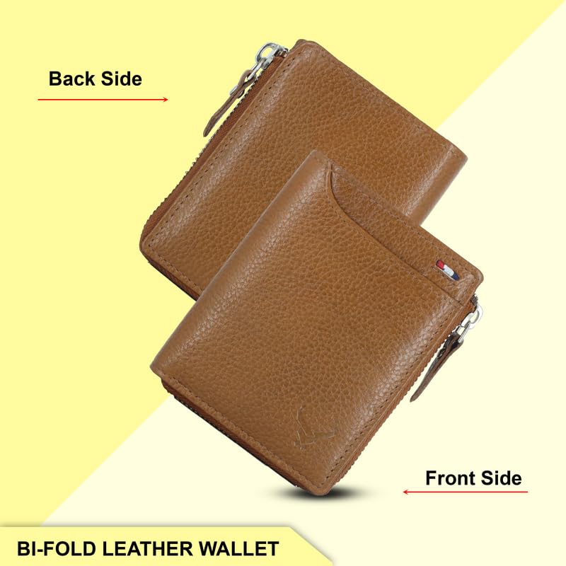 Men's Genuine Leather Bi-Fold Wallet#color_tan-new