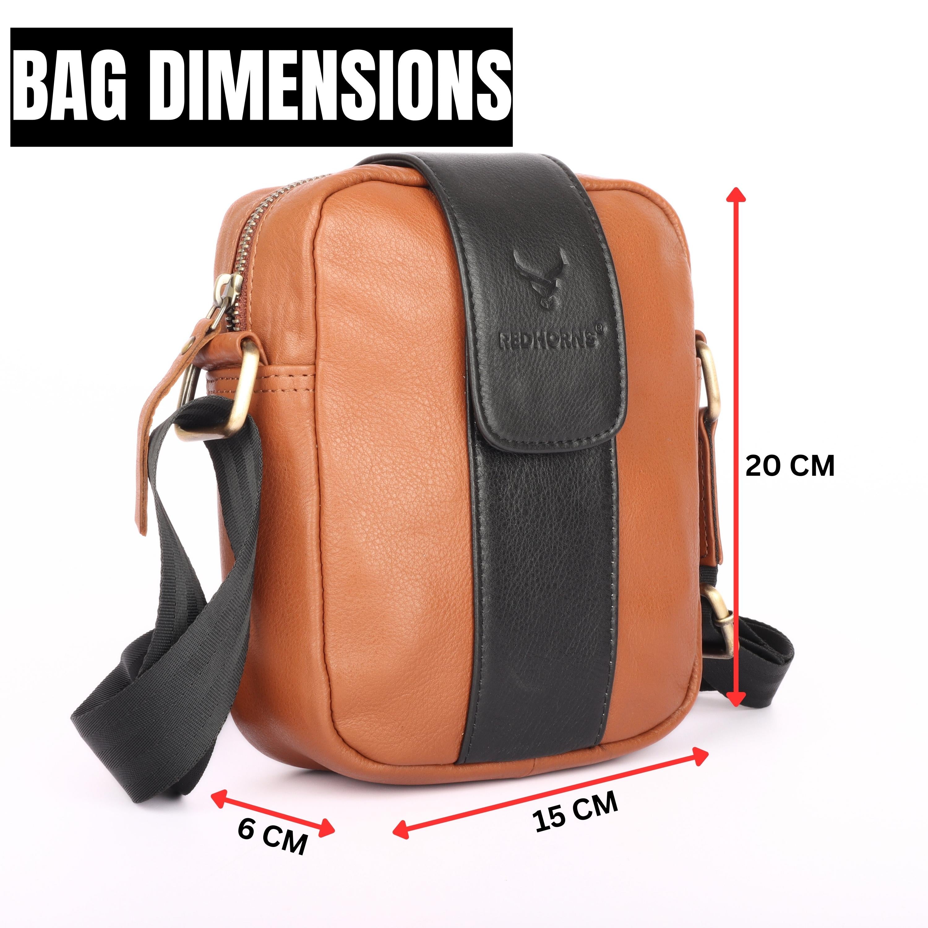 REDHORNS Genuine Leather Crossbody Sling Bag For Men & Women
