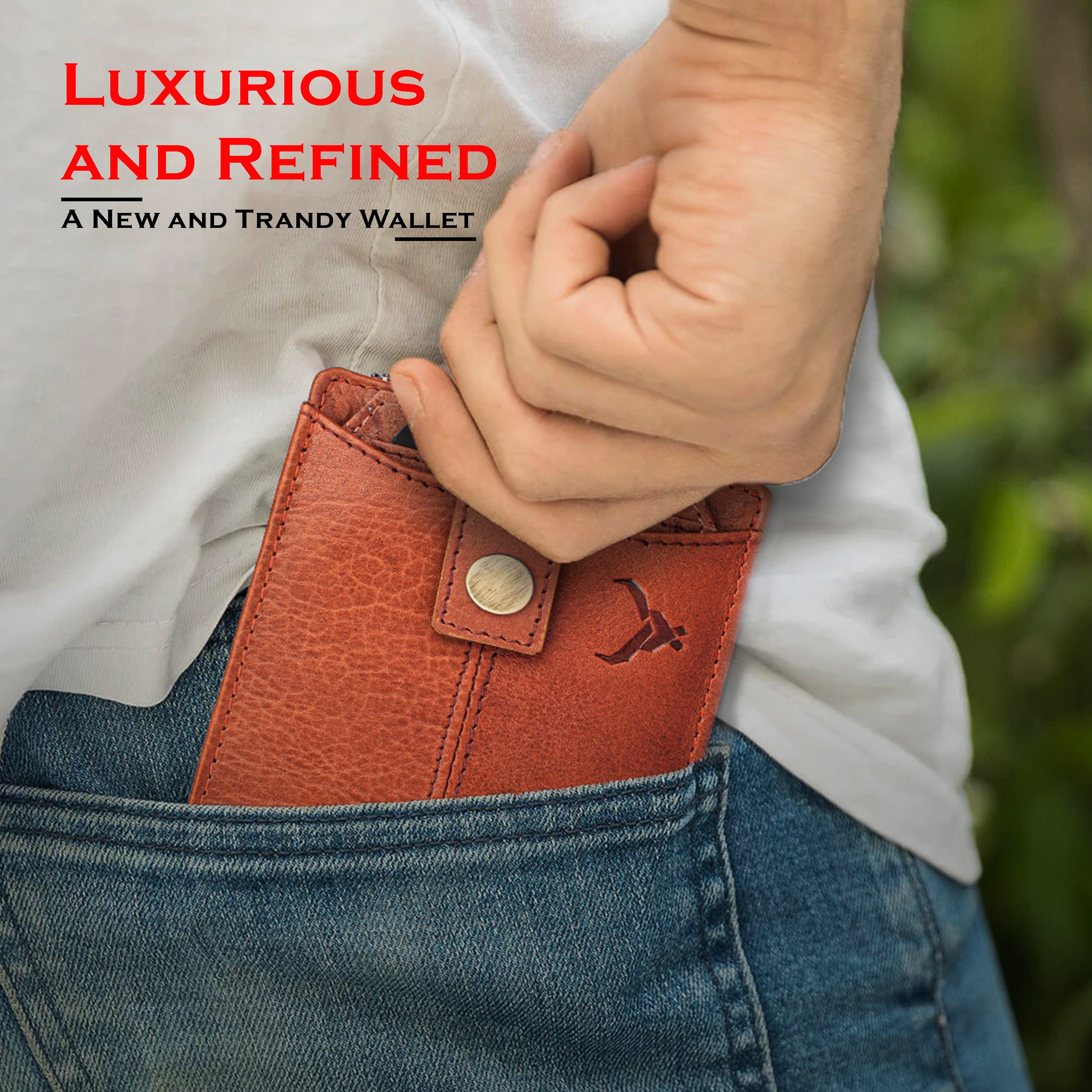 Rfid protected men leather wallet#color_tan