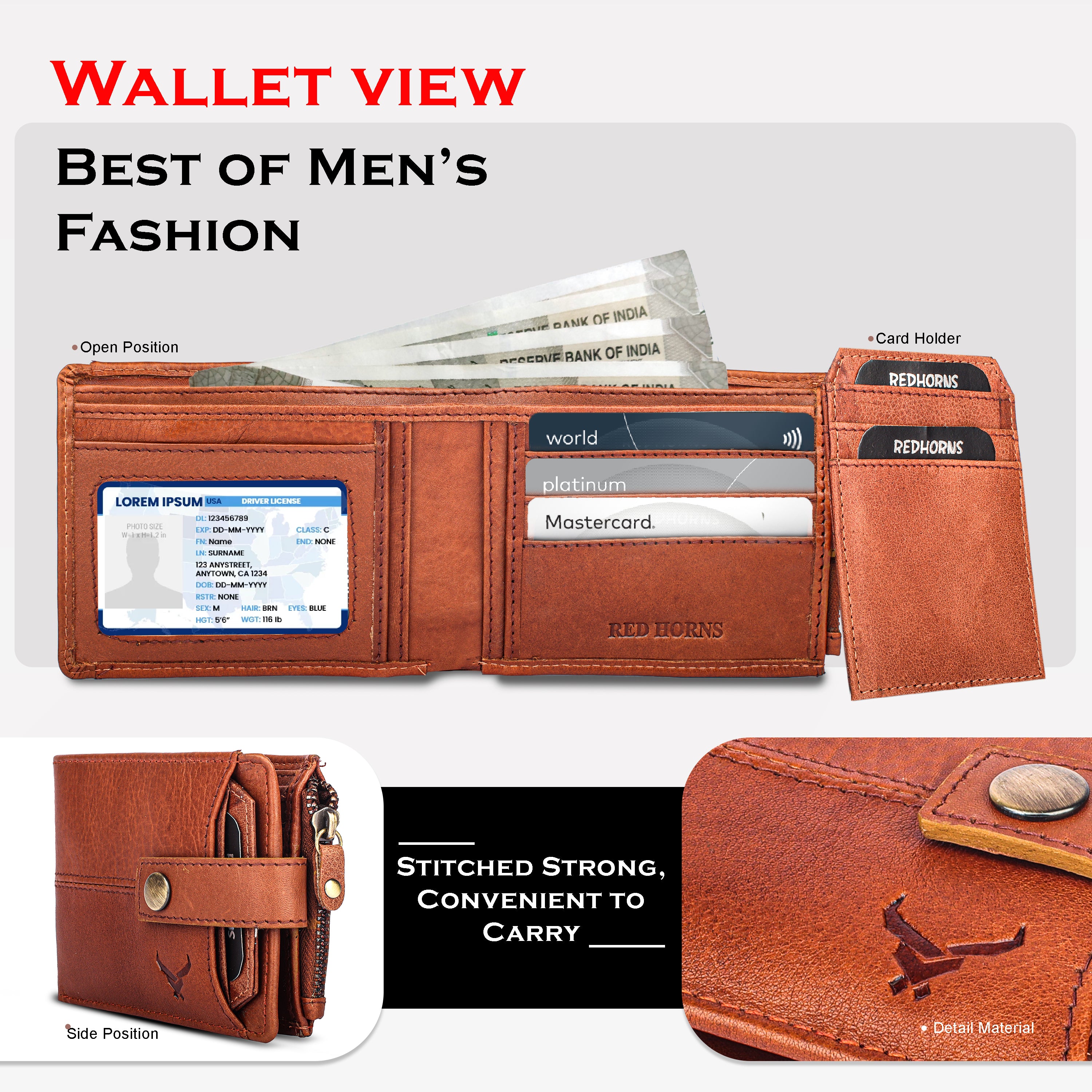 Rfid protected men leather wallet#color_tan