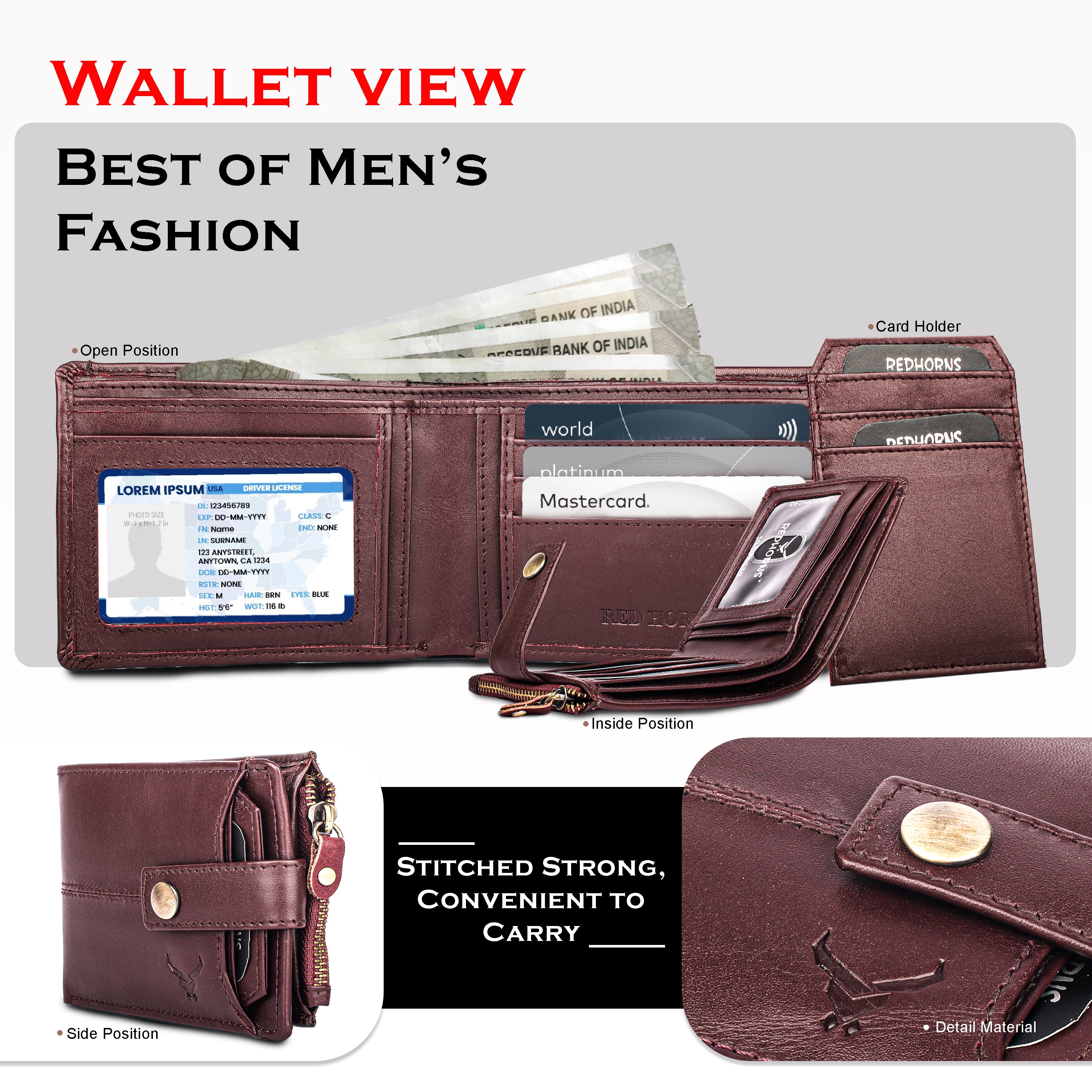 Rfid protected men leather wallet#color_maroon