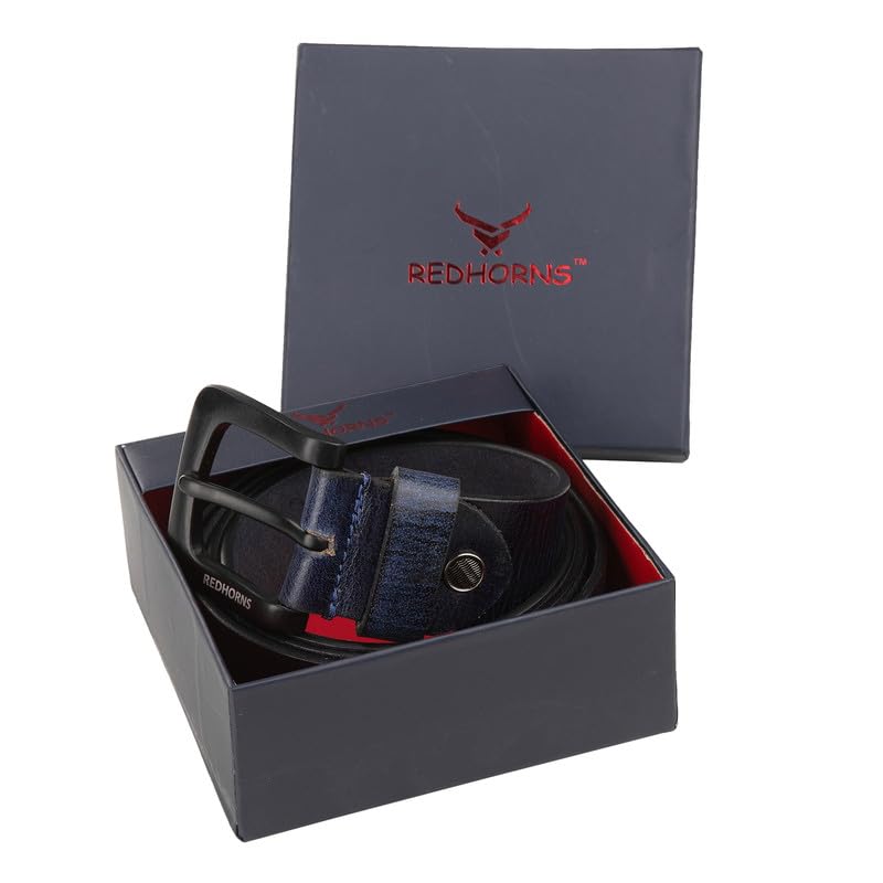 Men leather casual waist Belt#color_navy-blue