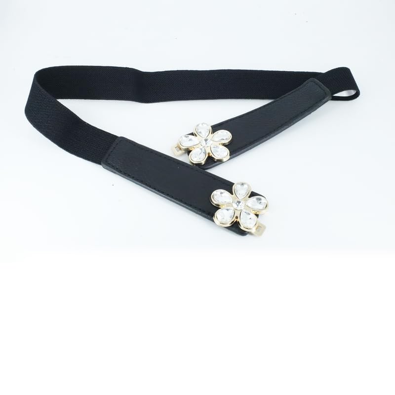 Floral Design Elastic Fabric Slim Belt for Women Dresses