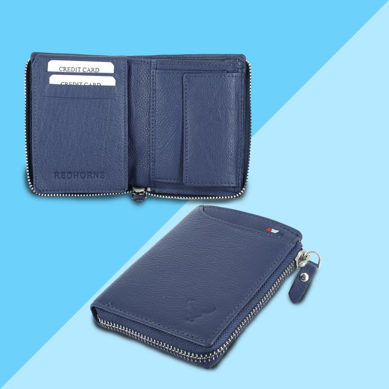 Men's Genuine Leather Bi-Fold Wallet#color_blue